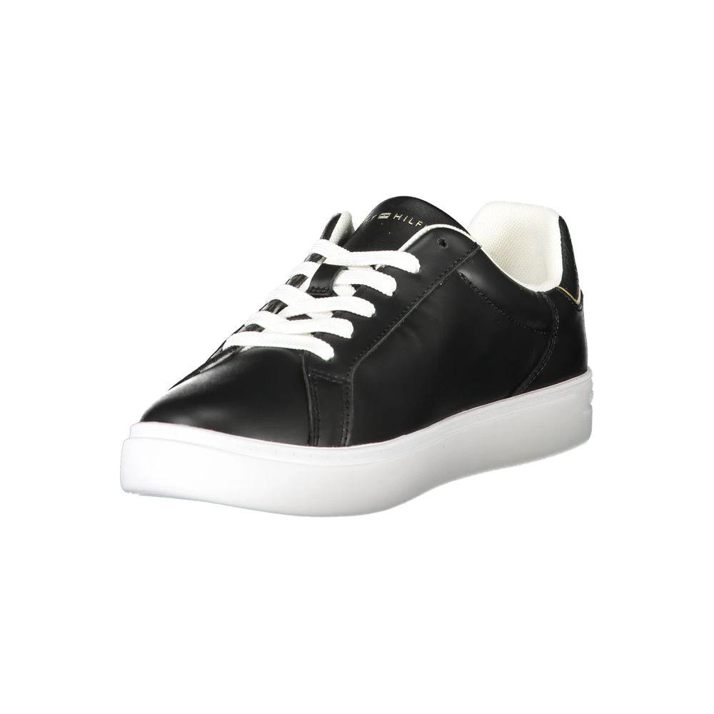 Tommy Hilfiger Black Leather Women Sneaker Tommy Hilfiger