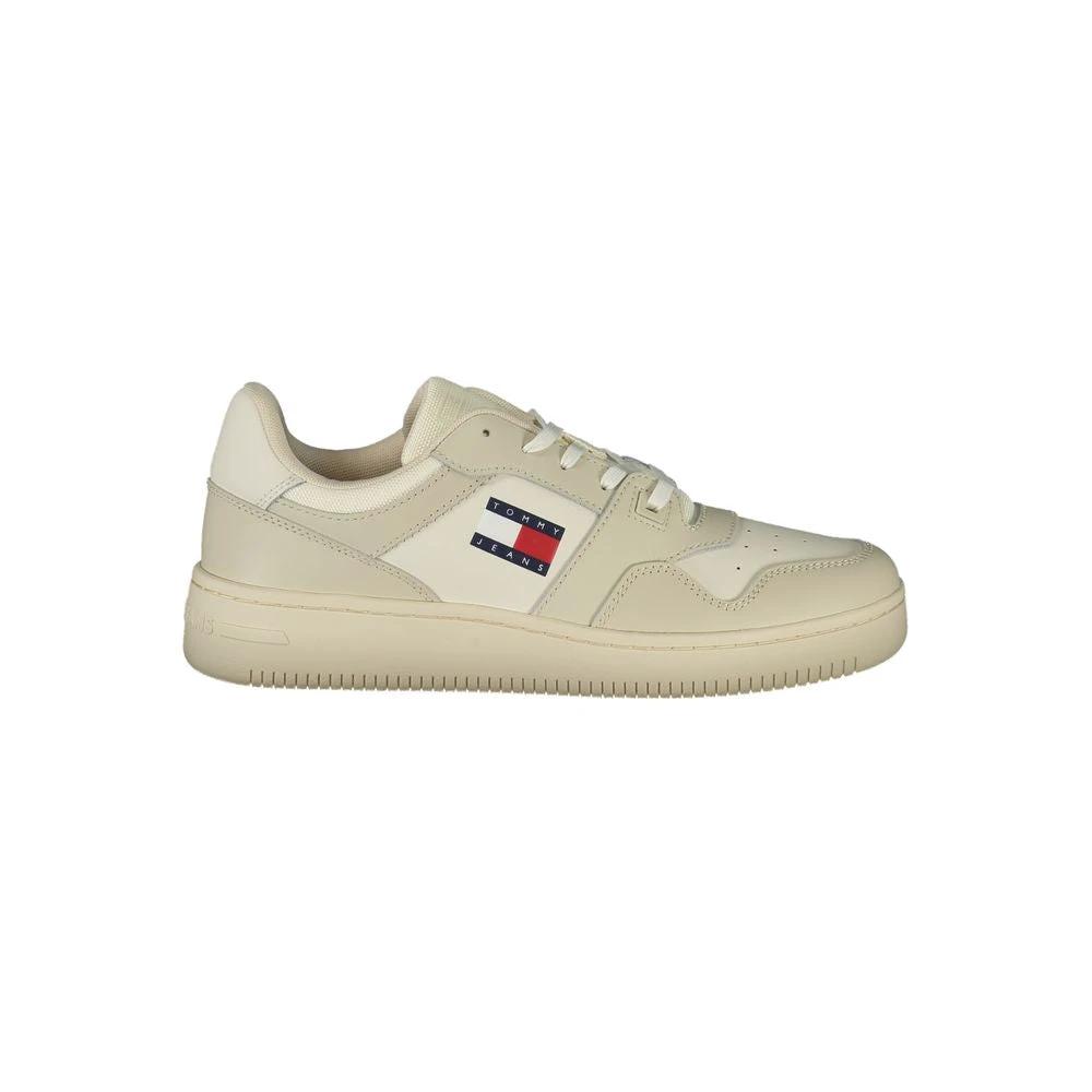 Tommy Hilfiger Beige Leather Men Sneaker Tommy Hilfiger