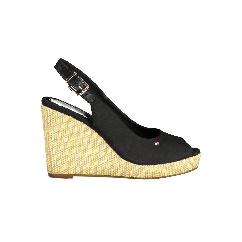 Sandales Tommy Hilfiger noires en polyester pour femmes