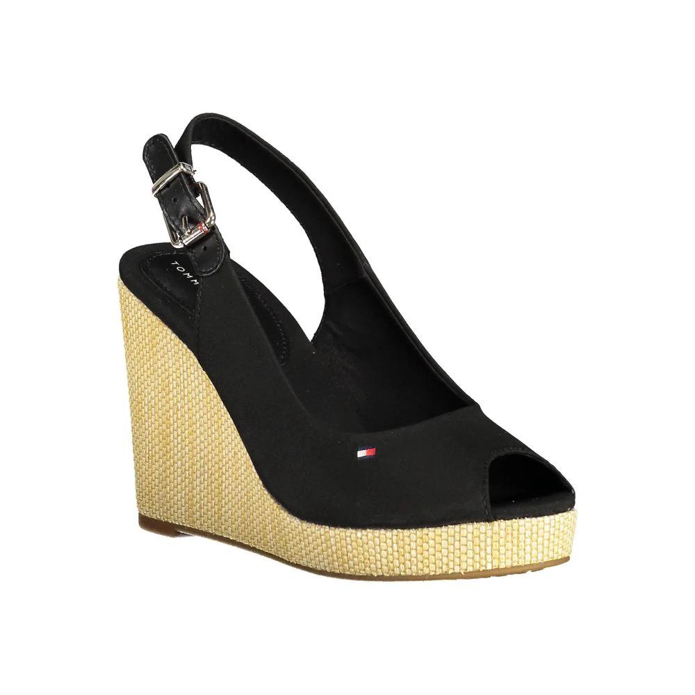 Sandales Tommy Hilfiger noires en polyester pour femmes