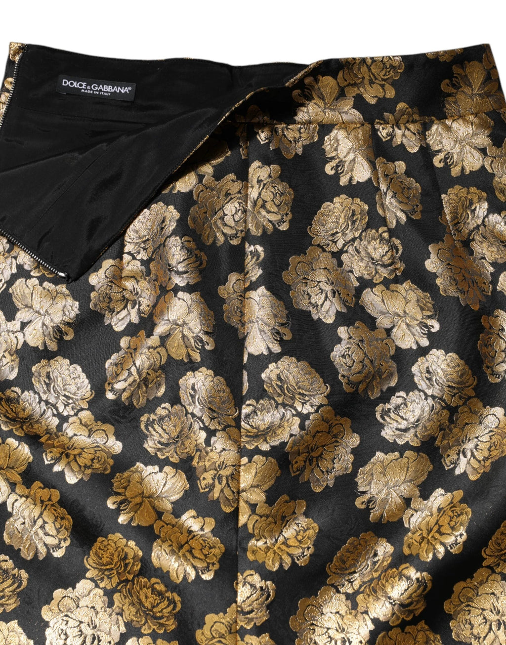 Dolce & Gabbana Black Gold Floral Print Jacquard Mini Skirt by Dolce & Gabbana