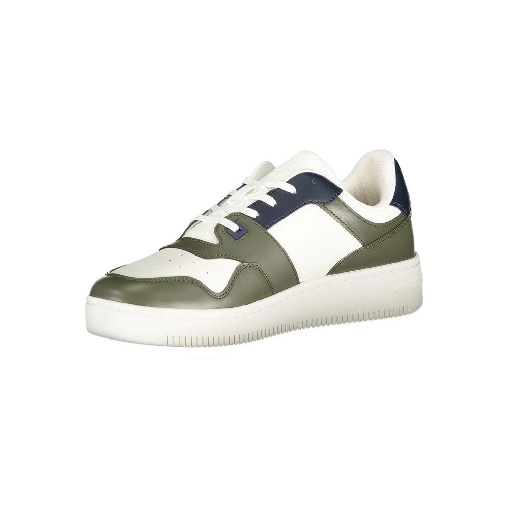 Men’s Green Leather Sneakers – Tommy Hilfiger Logo Casual Trainers