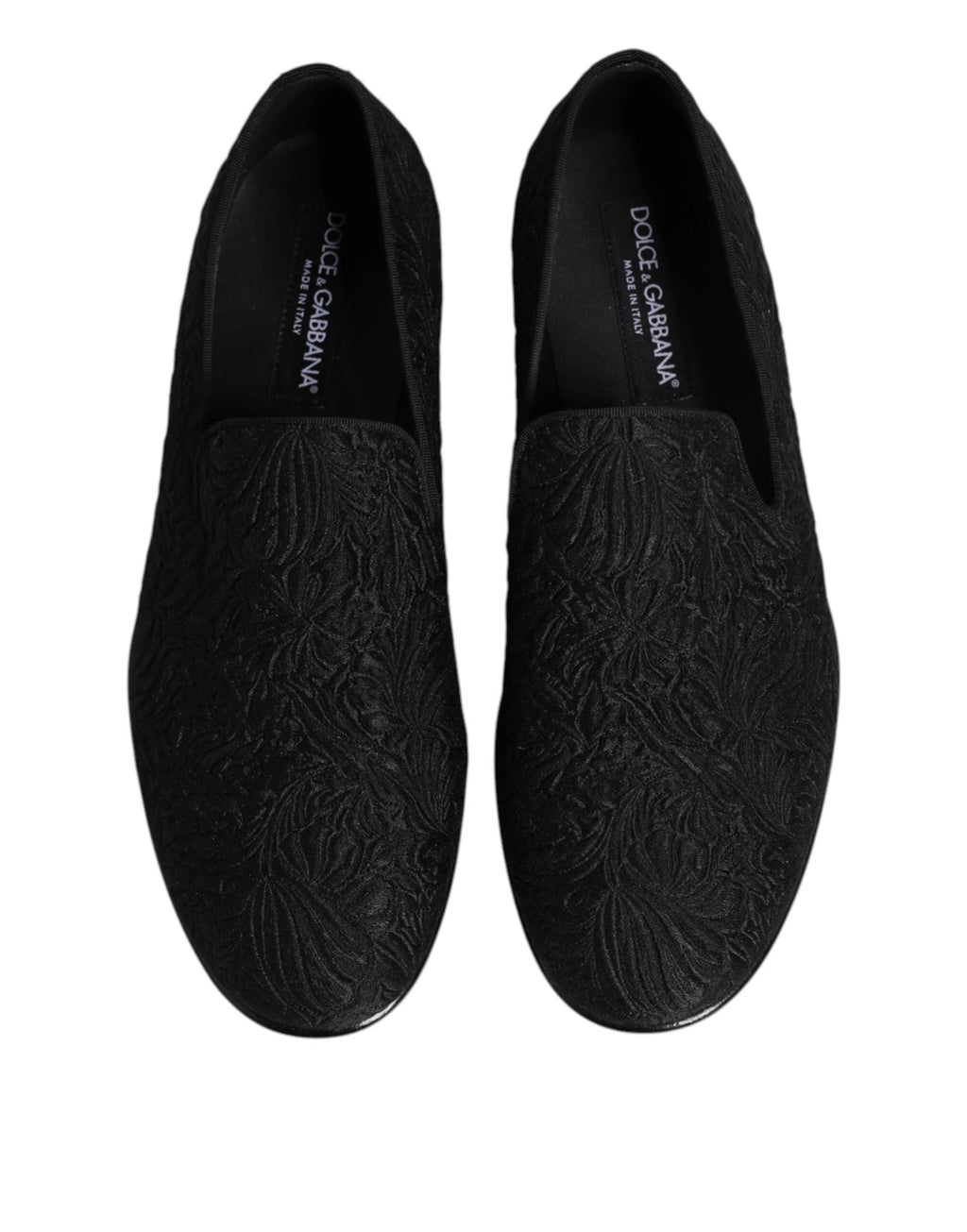Dolce & Gabbana Black Jacquard Slip On Loafers Formal Shoes by Dolce & Gabbana