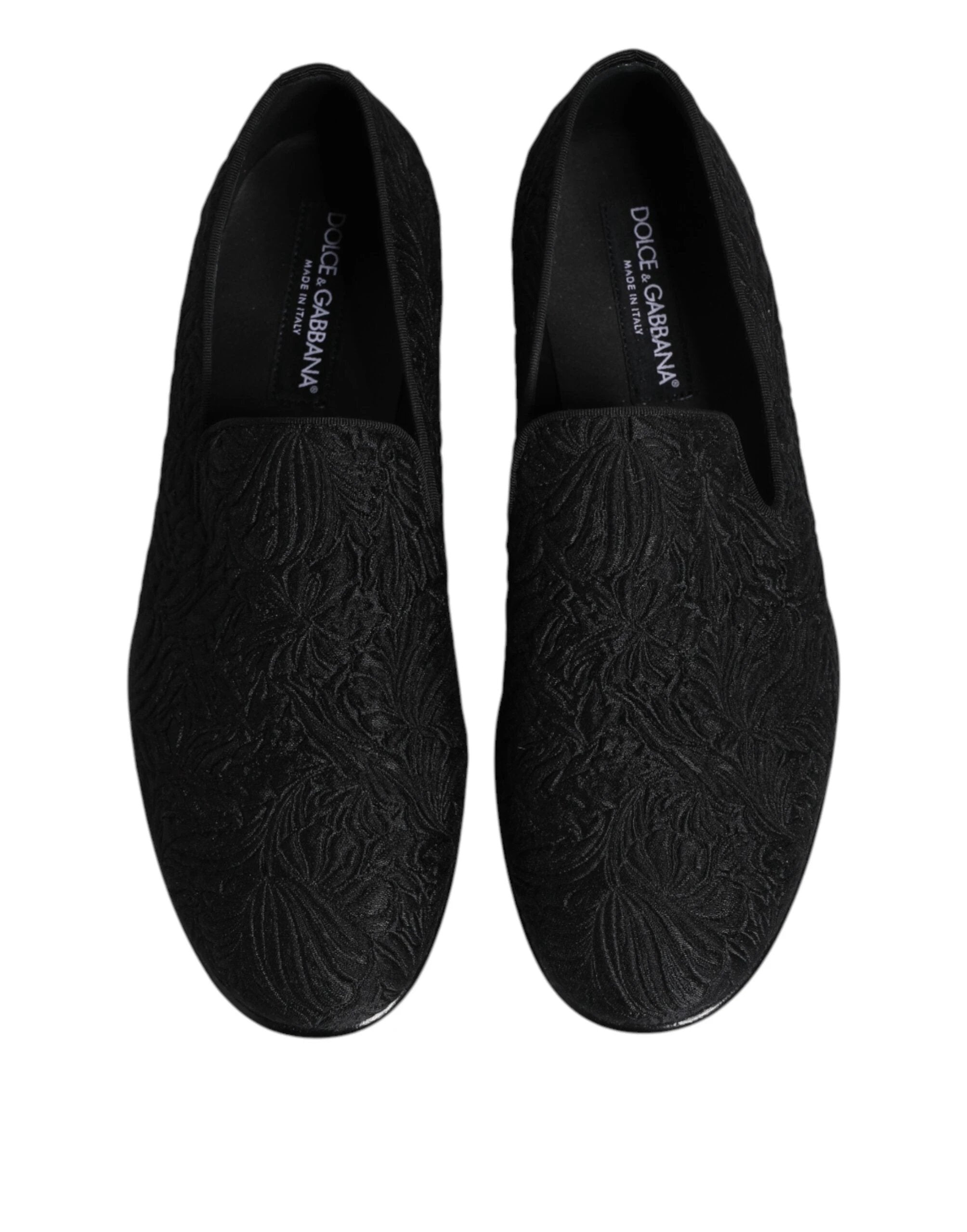 Dolce & Gabbana Black Jacquard Slip On Loafers Formal Shoes by Dolce & Gabbana