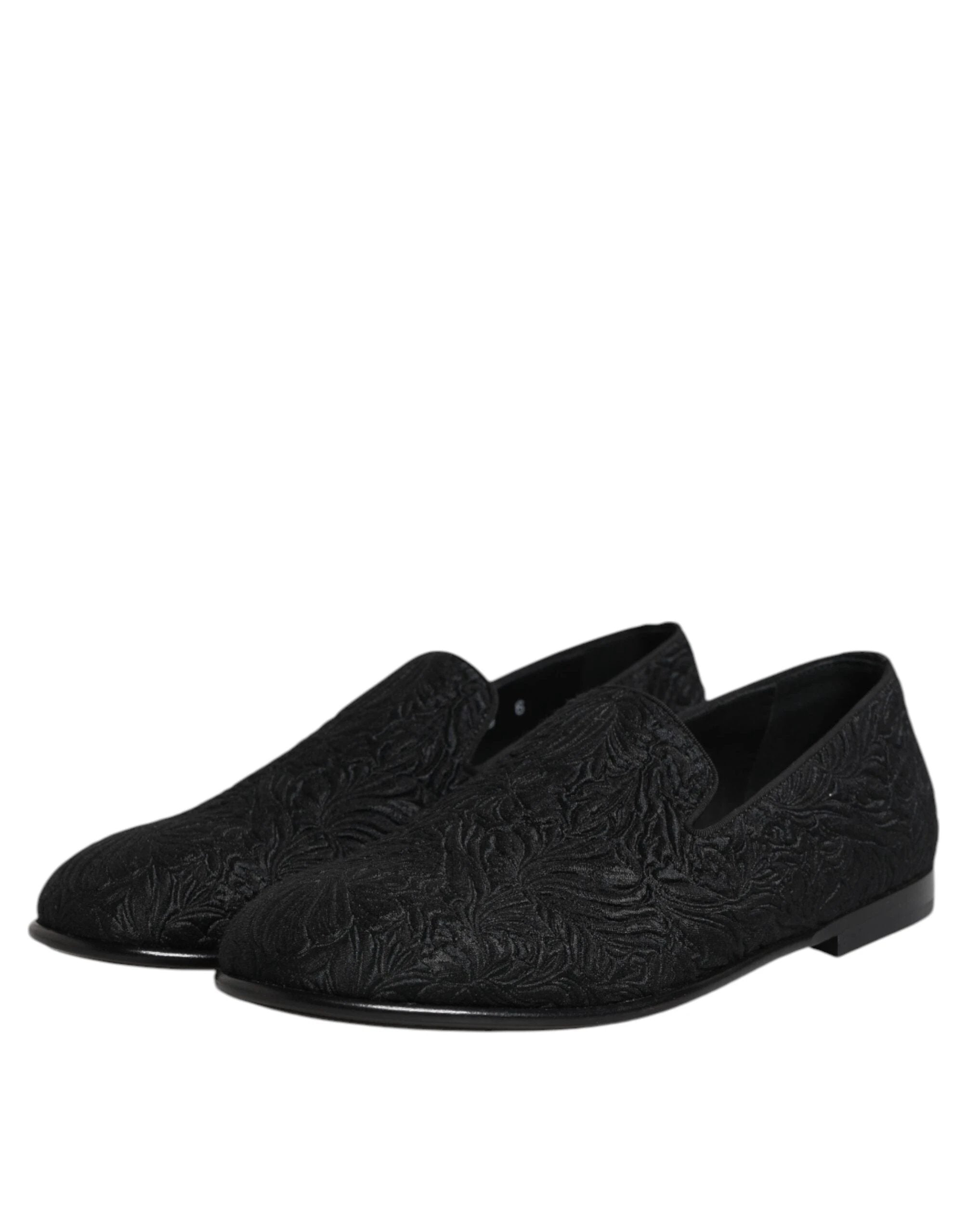 Dolce & Gabbana Black Jacquard Slip On Loafers Formal Shoes by Dolce & Gabbana