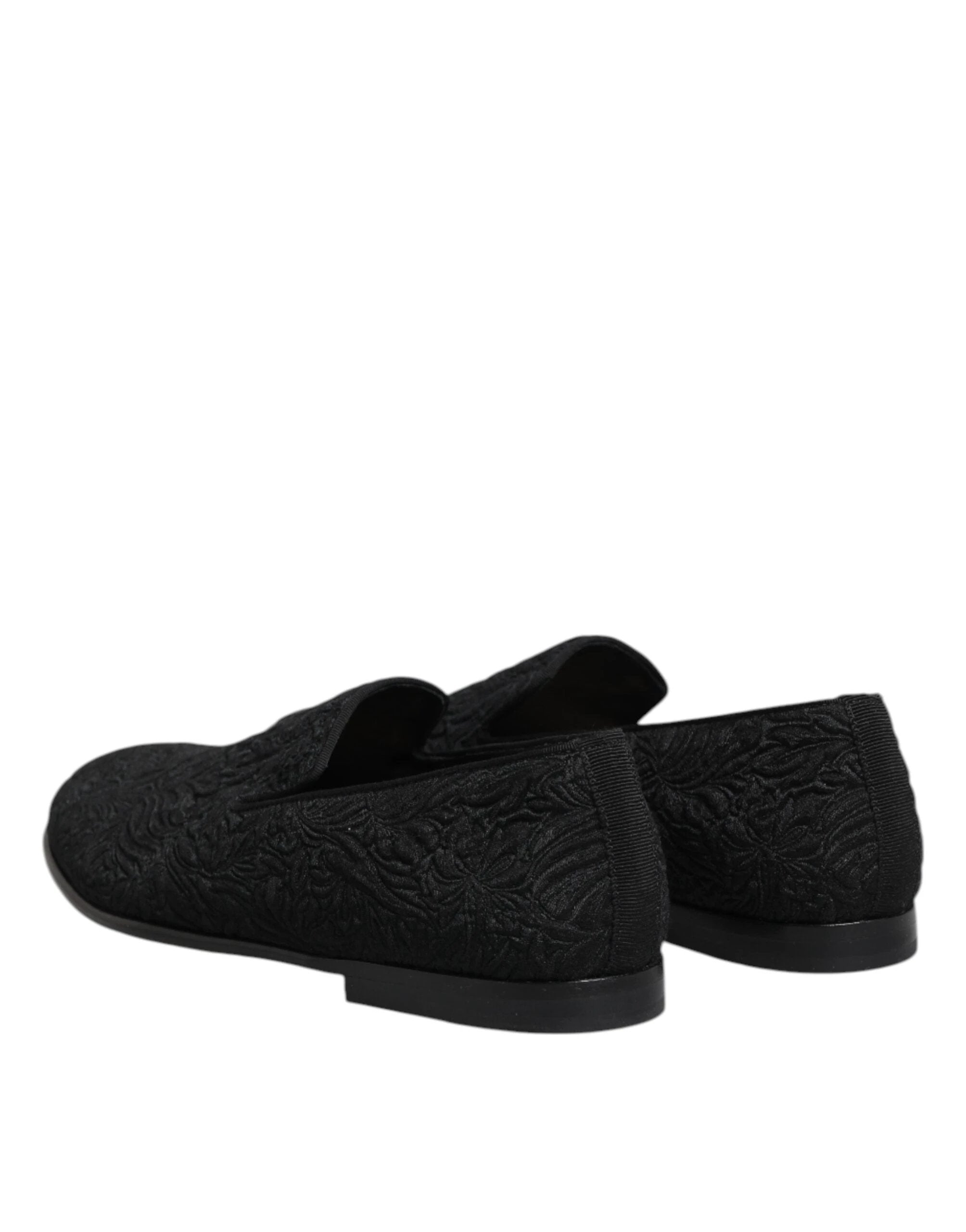 Dolce & Gabbana Black Jacquard Slip On Loafers Formal Shoes by Dolce & Gabbana