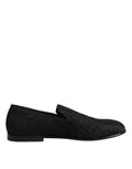 Dolce & Gabbana Black Jacquard Slip On Loafers Formal Shoes by Dolce & Gabbana