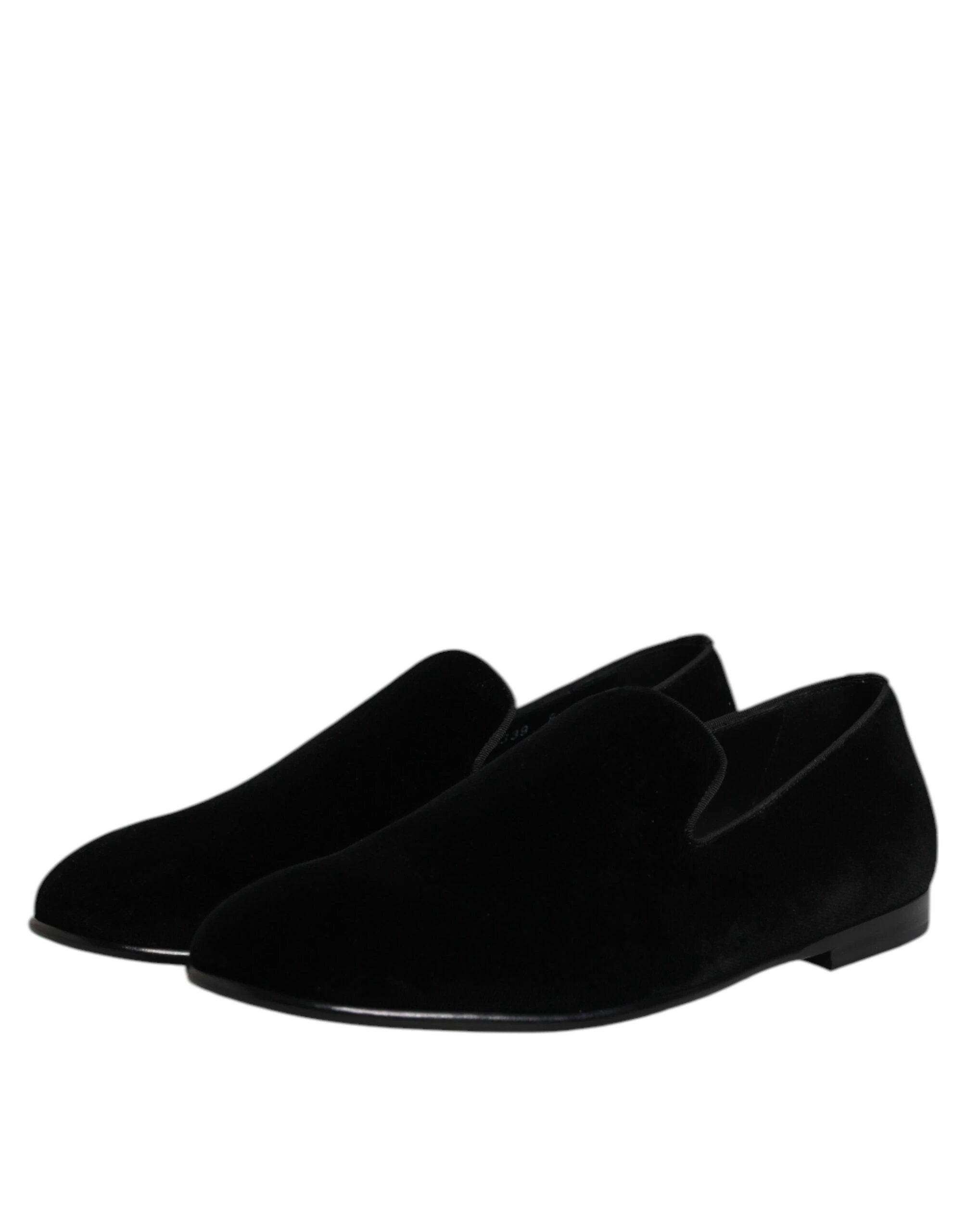 Dolce & Gabbana Black Velvet Slip On Loafers Formal Shoes by Dolce & Gabbana