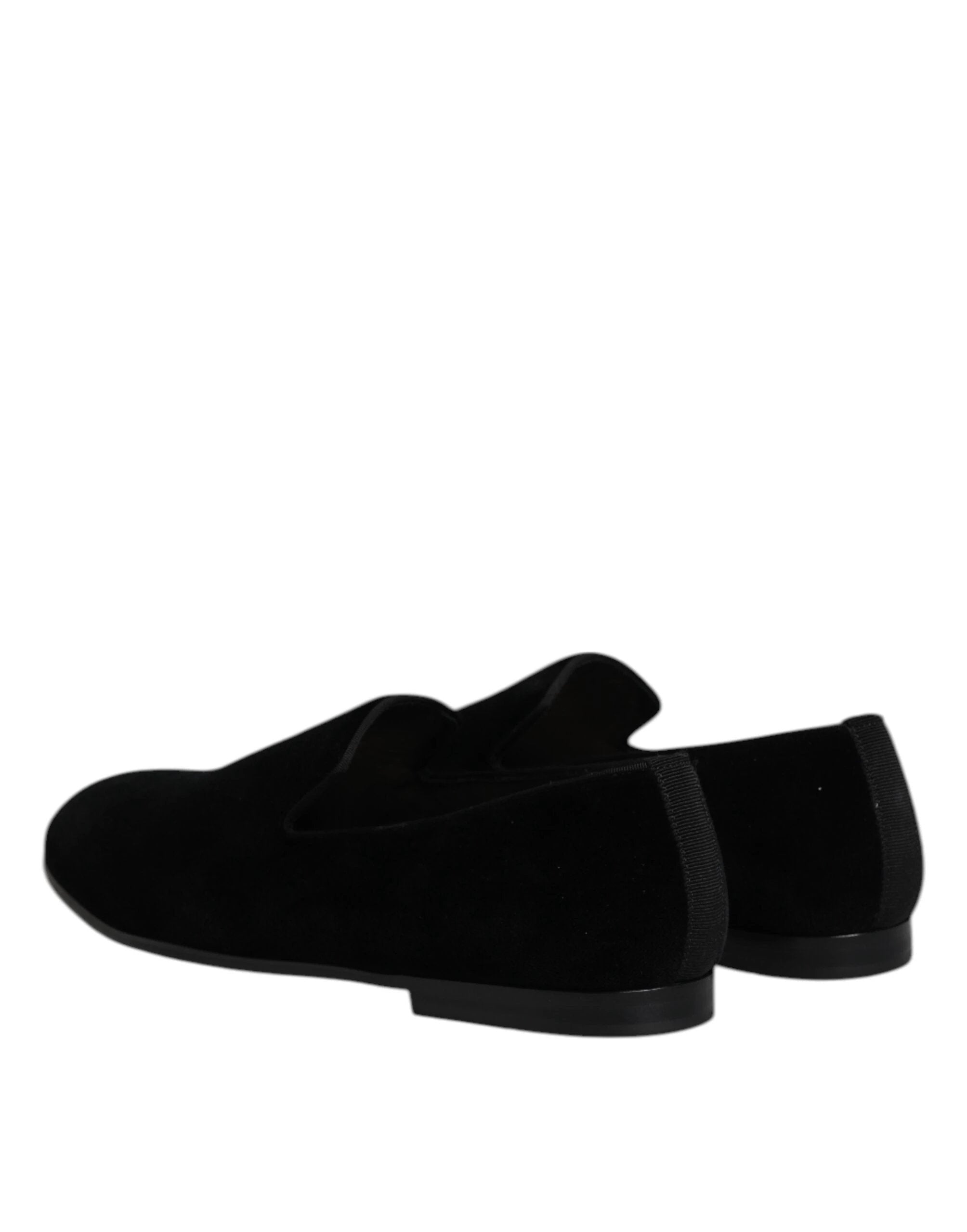 Dolce & Gabbana Black Velvet Slip On Loafers Formal Shoes by Dolce & Gabbana