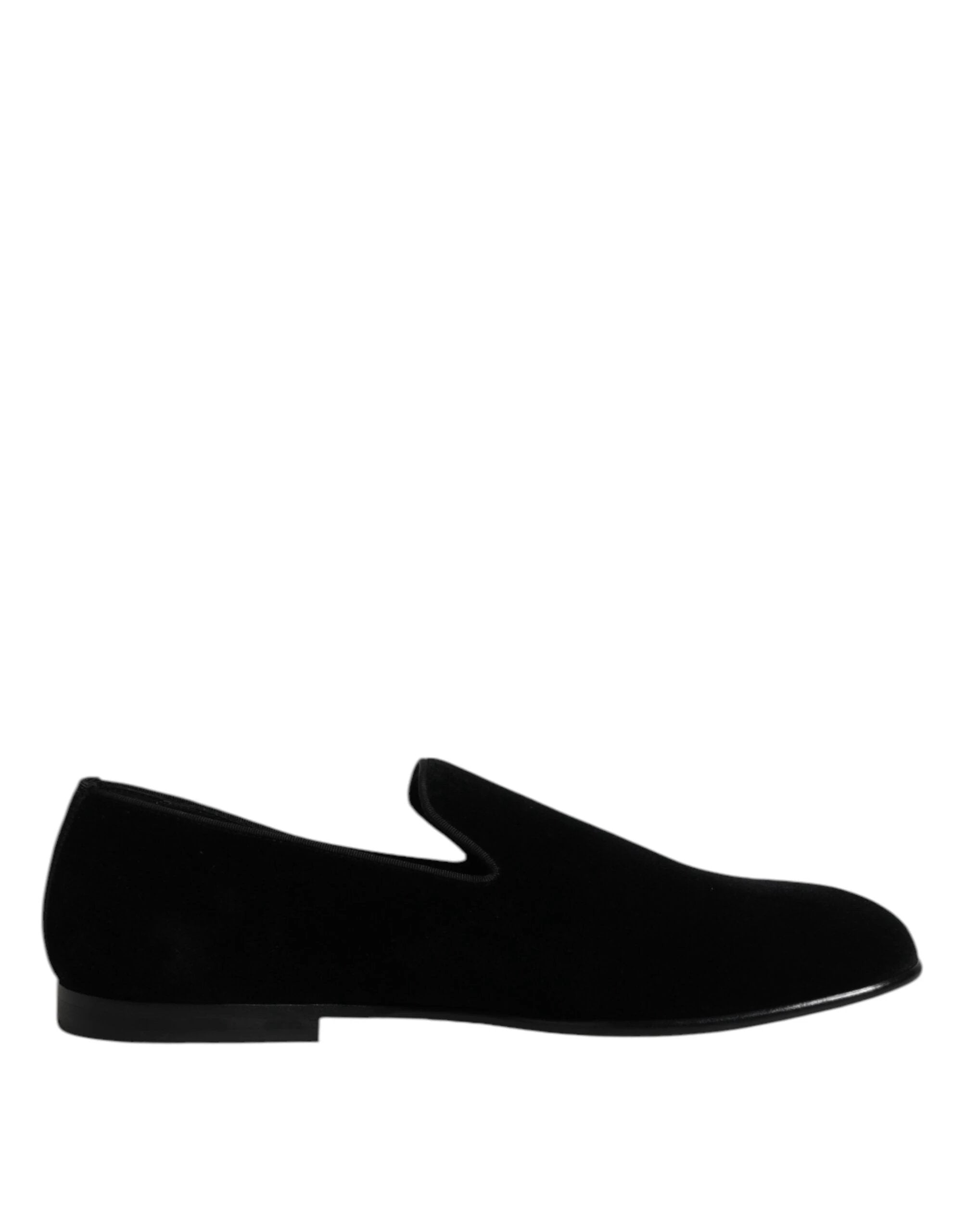 Dolce & Gabbana Black Velvet Slip On Loafers Formal Shoes by Dolce & Gabbana