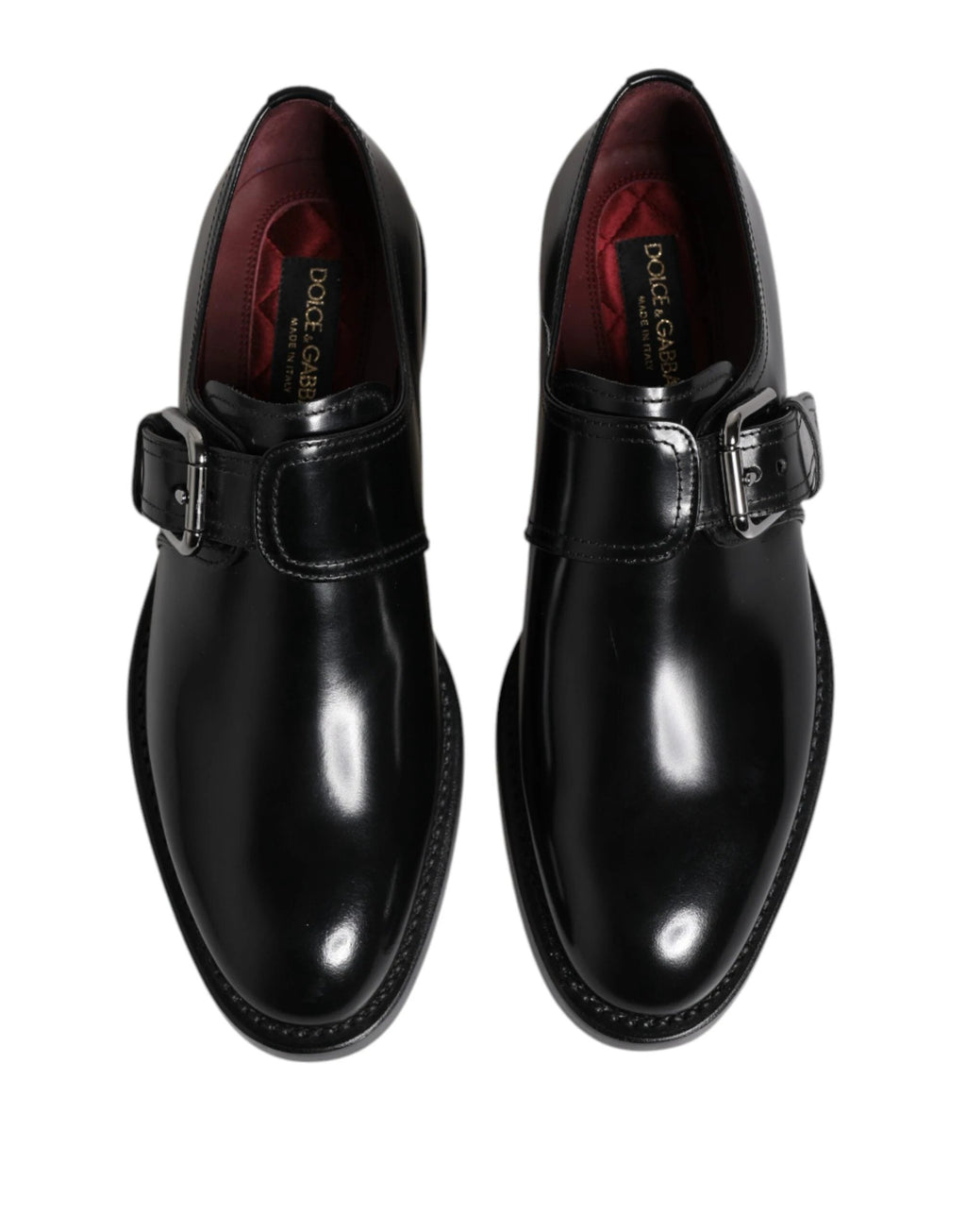 Dolce & Gabbana Black Leather Monk Strap Derby Formal Shoes by Dolce & Gabbana