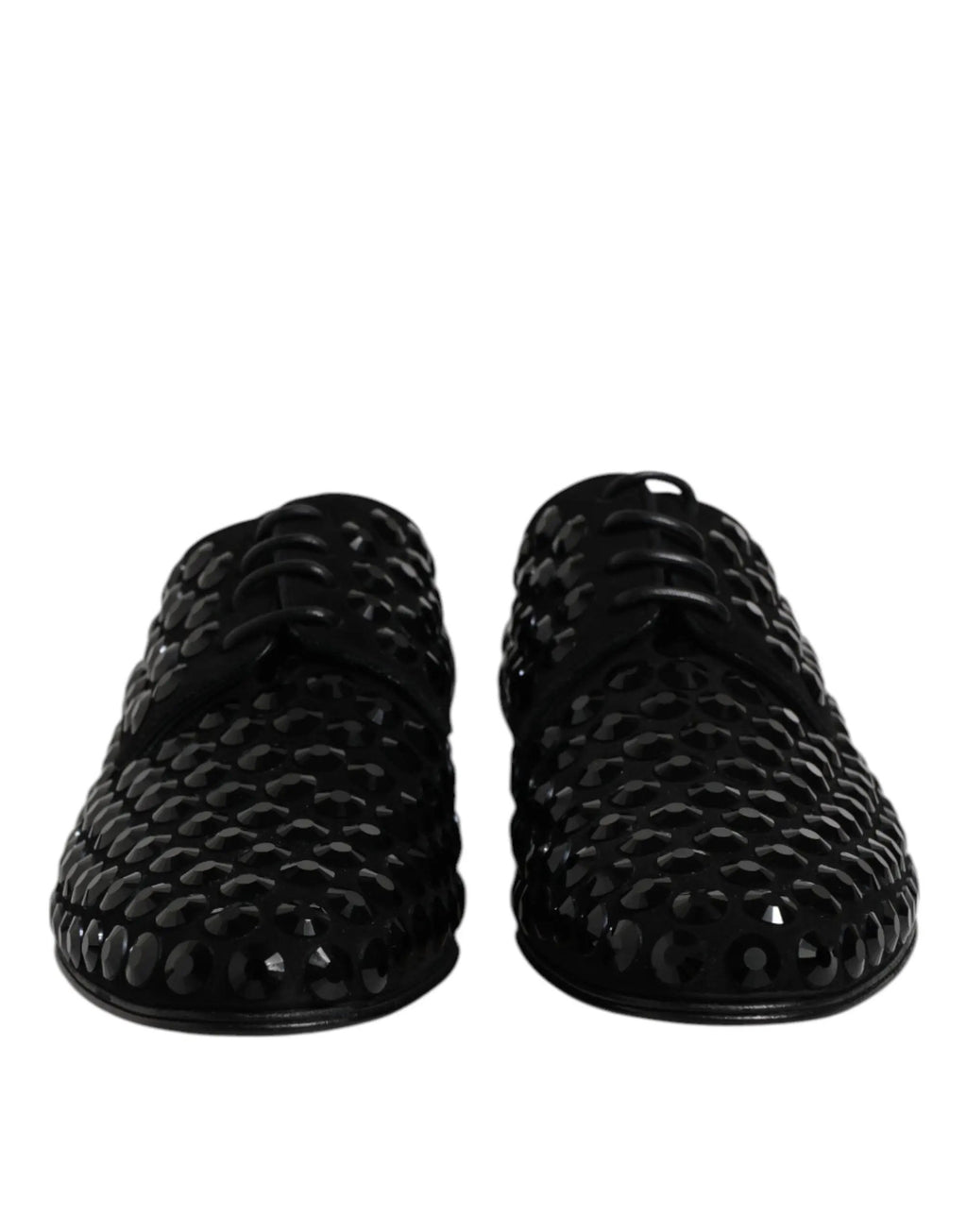 Chaussures habillées Derby en daim noir et strass Dolce &amp; Gabbana