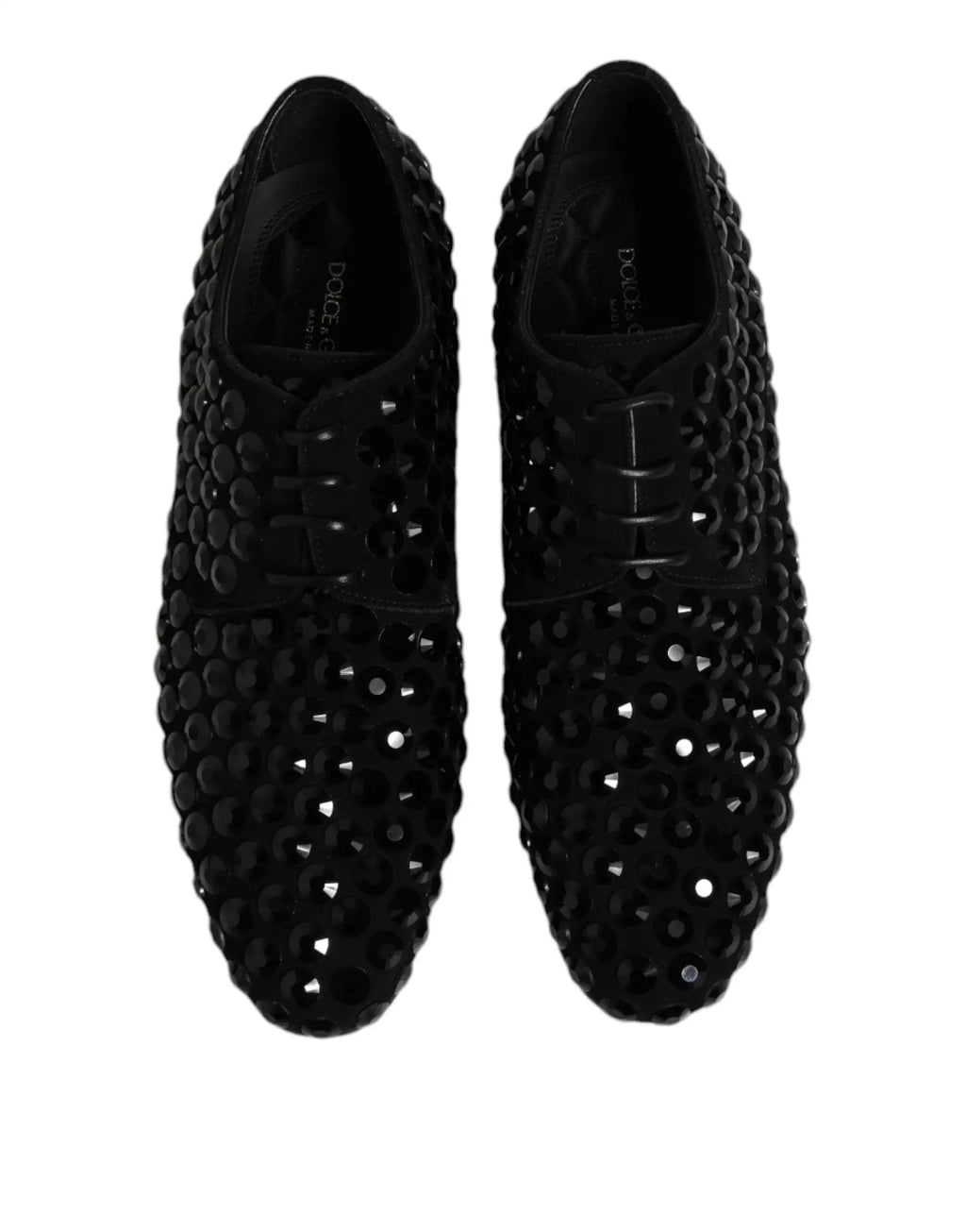Chaussures habillées Derby en daim noir et strass Dolce &amp; Gabbana