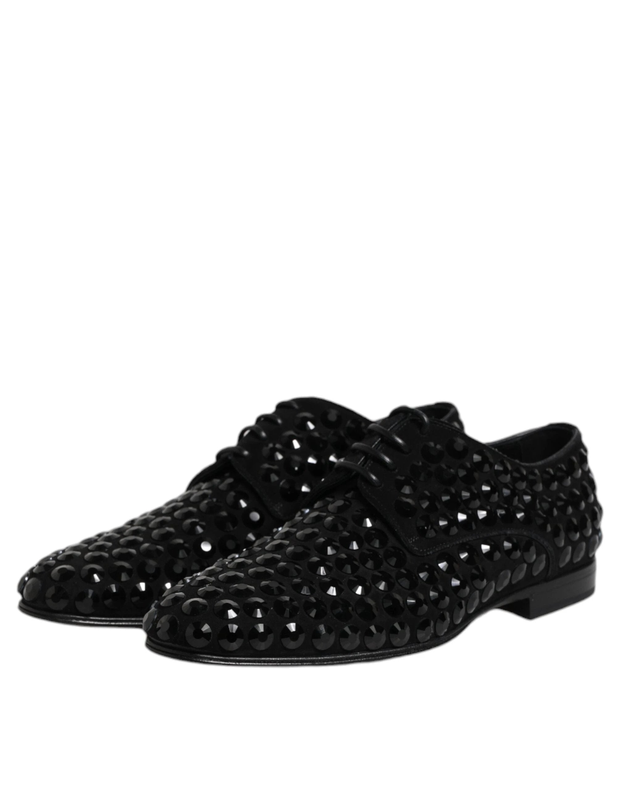 Dolce & Gabbana Black Suede Strass Derby Formal Shoes by Dolce & Gabbana