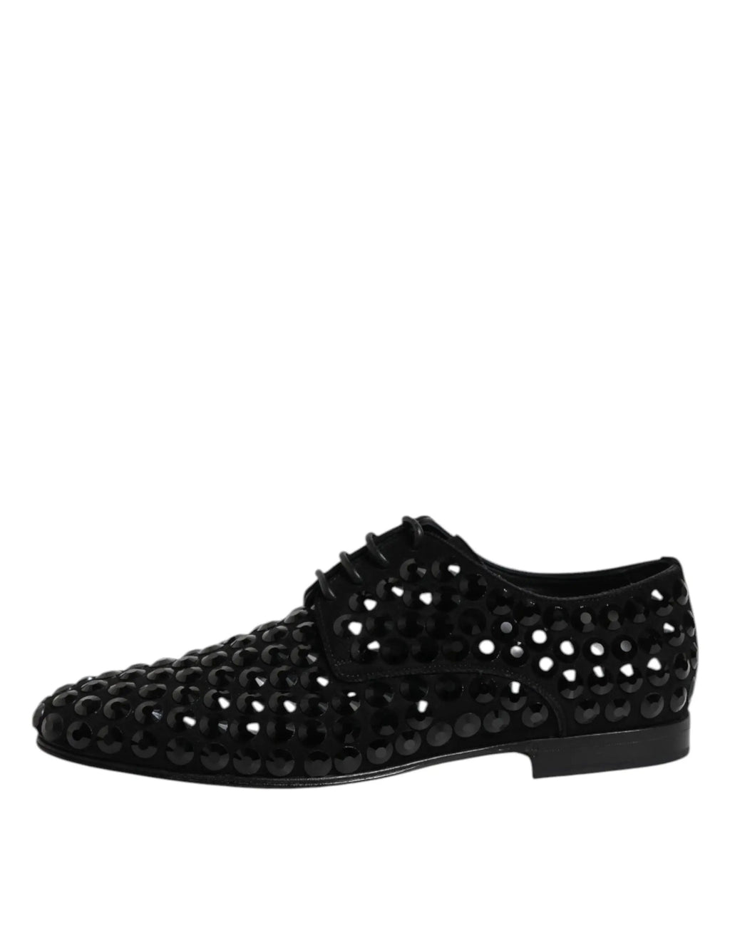 Chaussures habillées Derby en daim noir et strass Dolce &amp; Gabbana