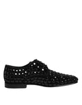 Chaussures habillées Derby en daim noir et strass Dolce &amp; Gabbana