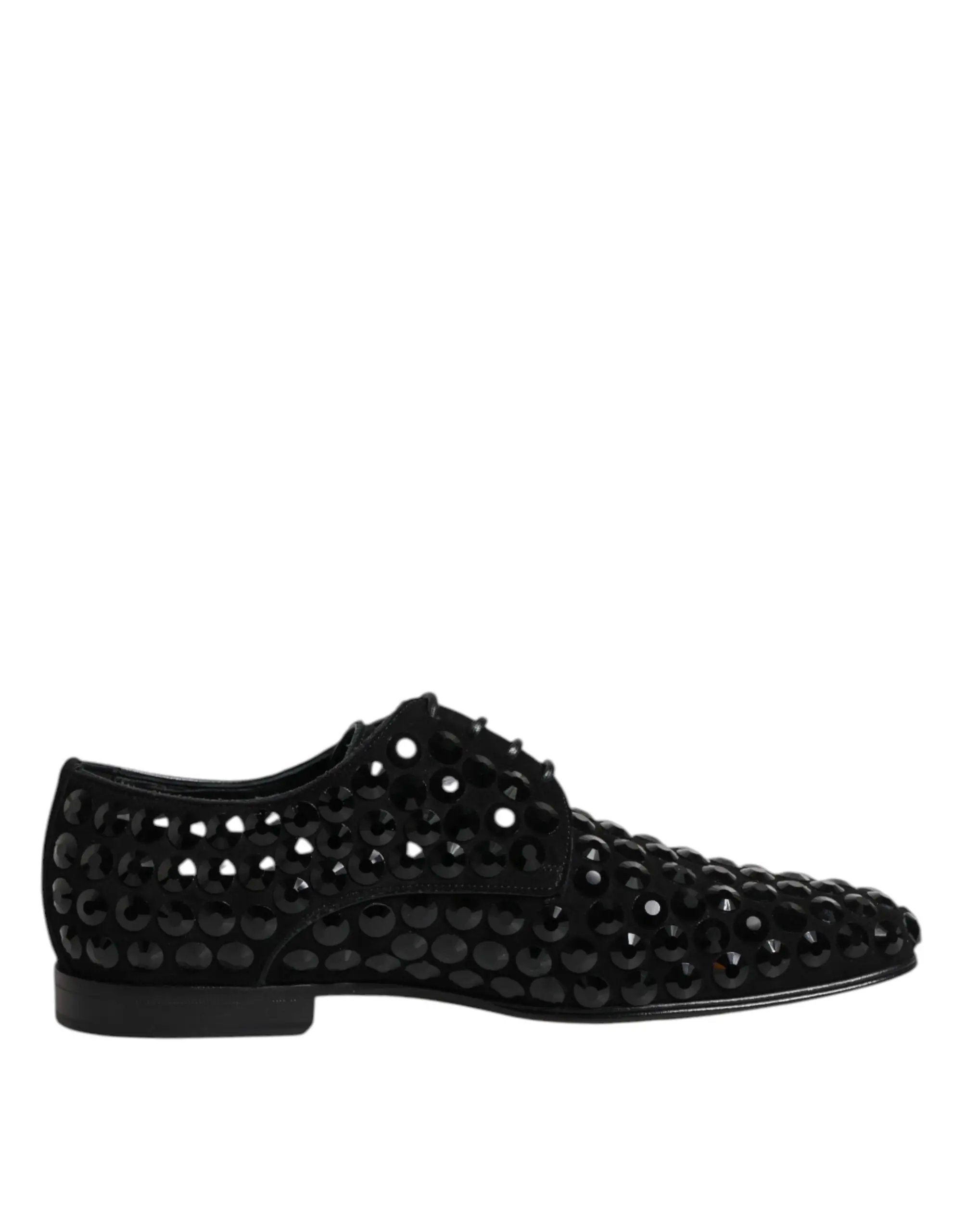 Chaussures habillées Derby en daim noir et strass Dolce &amp; Gabbana