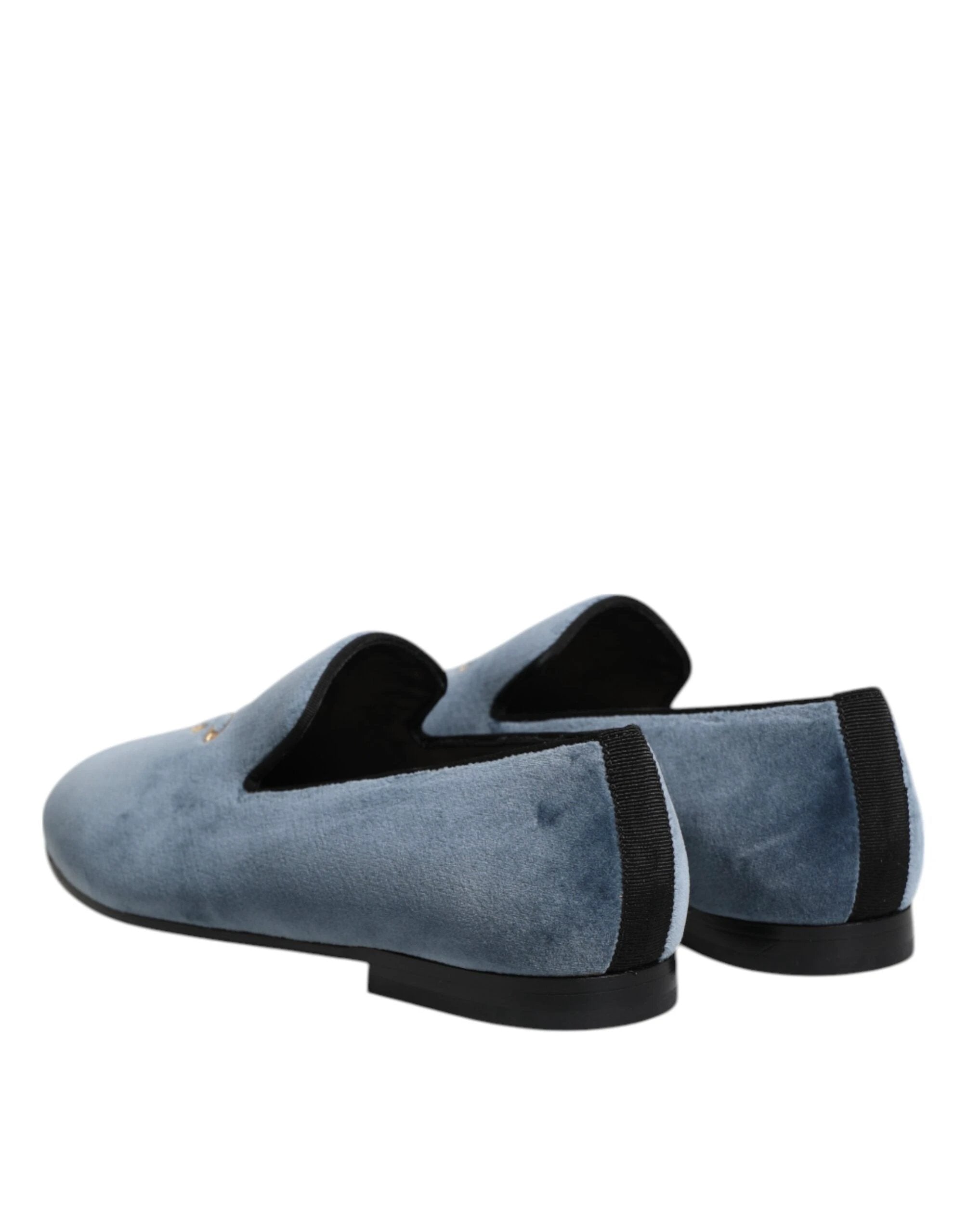 Dolce & Gabbana Blue Velvet DG Logo Loafers Formal Shoes by Dolce & Gabbana