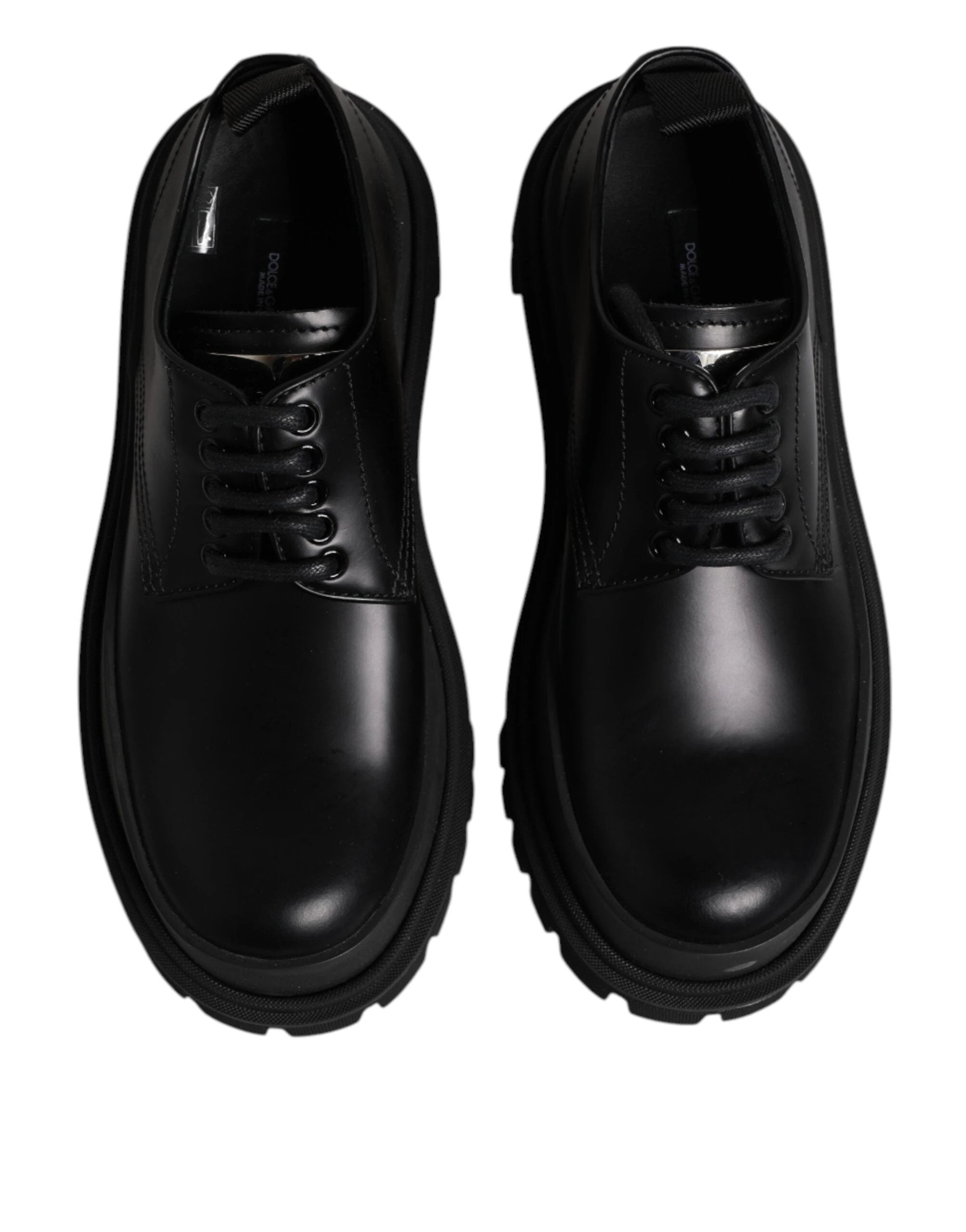 Dolce & Gabbana Black Leather Lace Up Derby Men Dress Shoes by Dolce & Gabbana