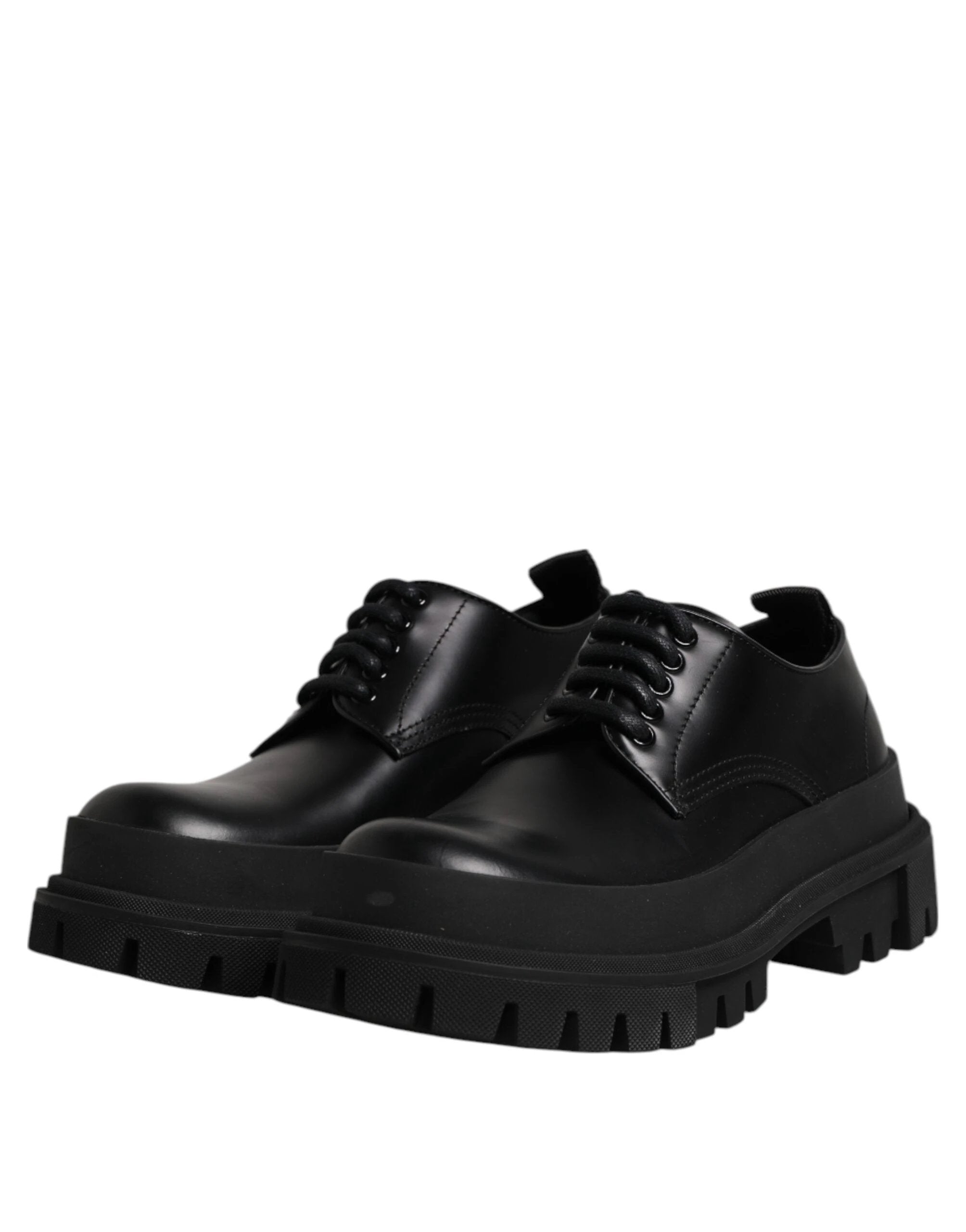 Dolce & Gabbana Black Leather Lace Up Derby Men Dress Shoes by Dolce & Gabbana