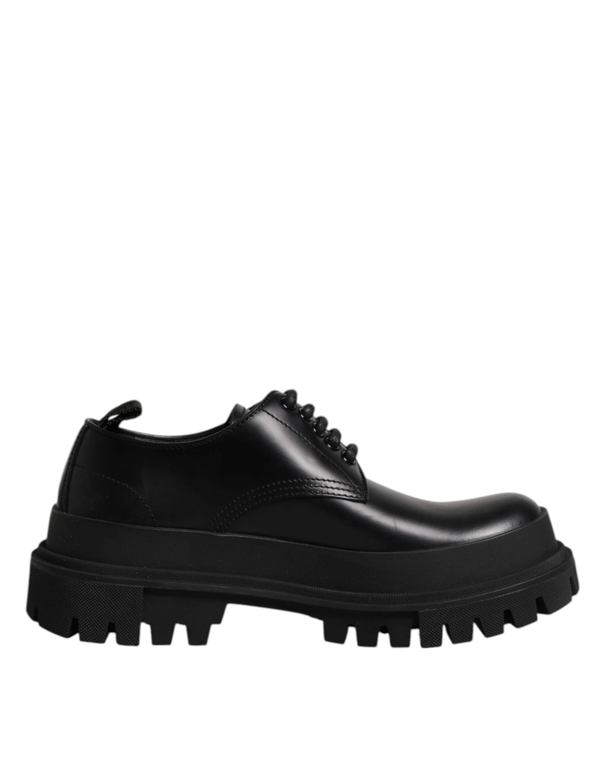 Dolce & Gabbana Black Leather Lace Up Derby Men Dress Shoes by Dolce & Gabbana