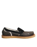 Dolce & Gabbana Brown White Calfskin Leather Loafers Shoes by Dolce & Gabbana