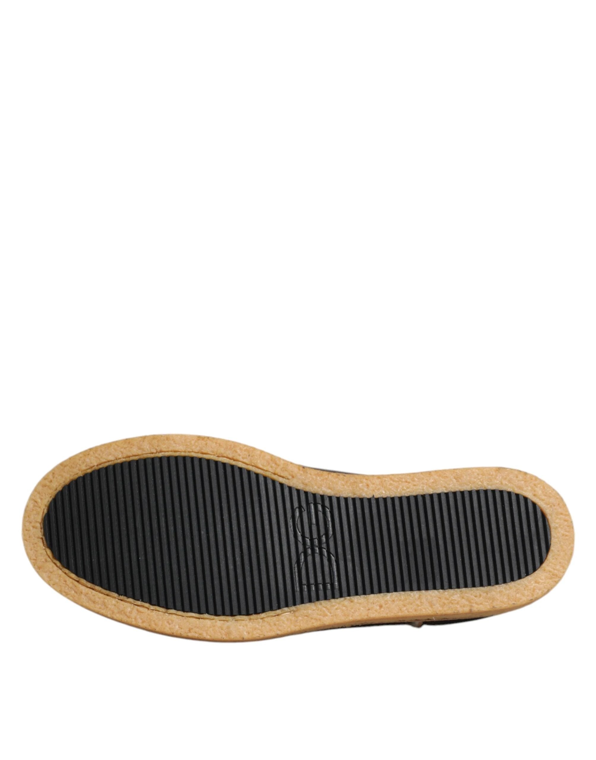 Dolce & Gabbana Brown White Calfskin Leather Loafers Shoes by Dolce & Gabbana