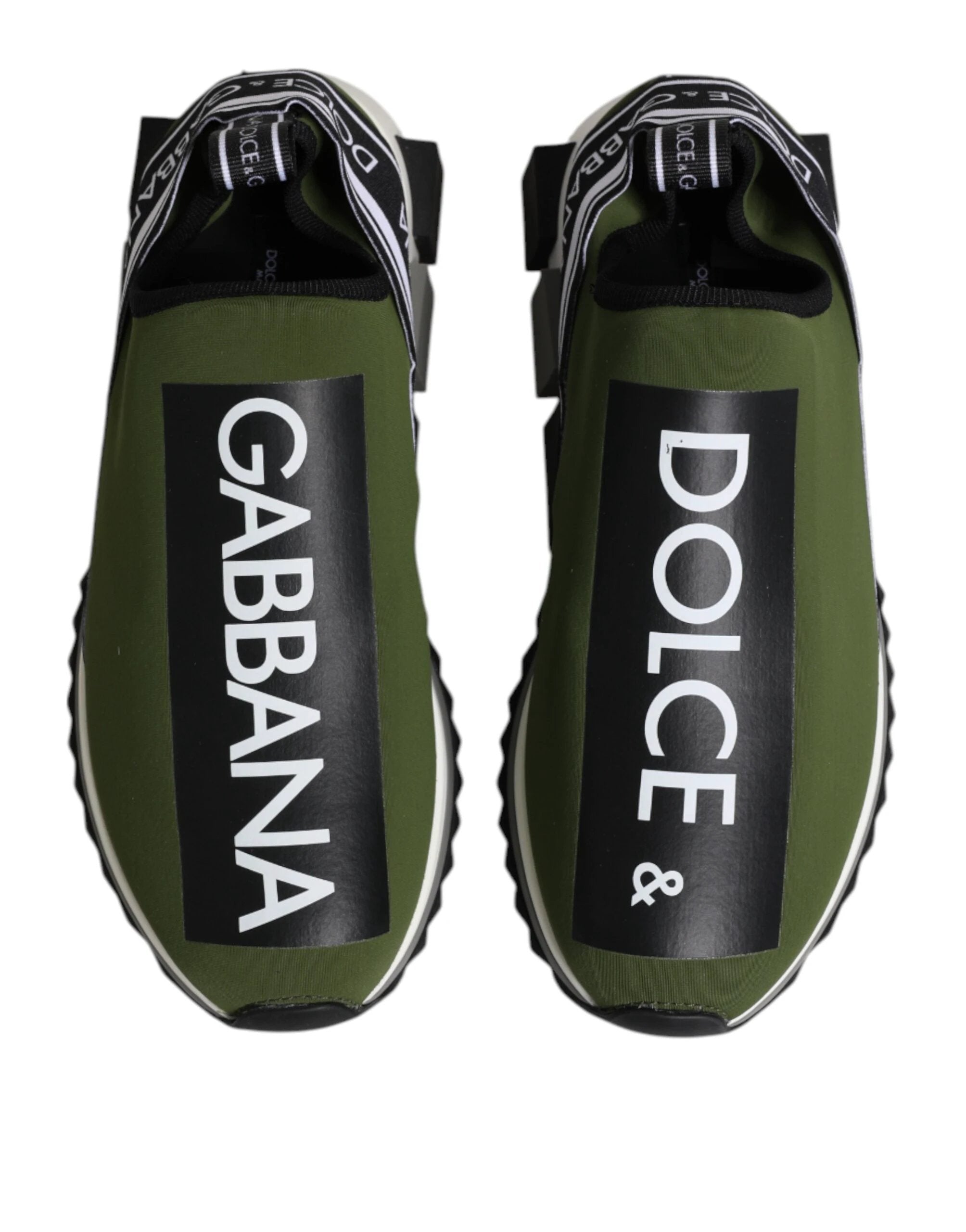 Dolce & Gabbana Green Black Slip On Sorrento Sneakers Shoes by Dolce & Gabbana