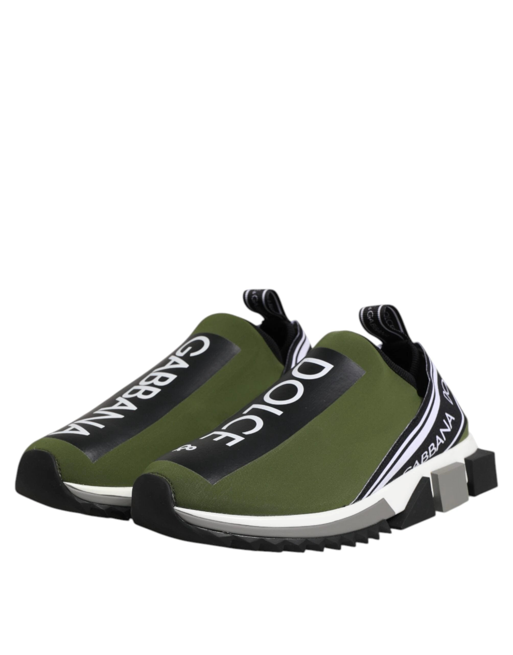 Dolce & Gabbana Green Black Slip On Sorrento Sneakers Shoes by Dolce & Gabbana