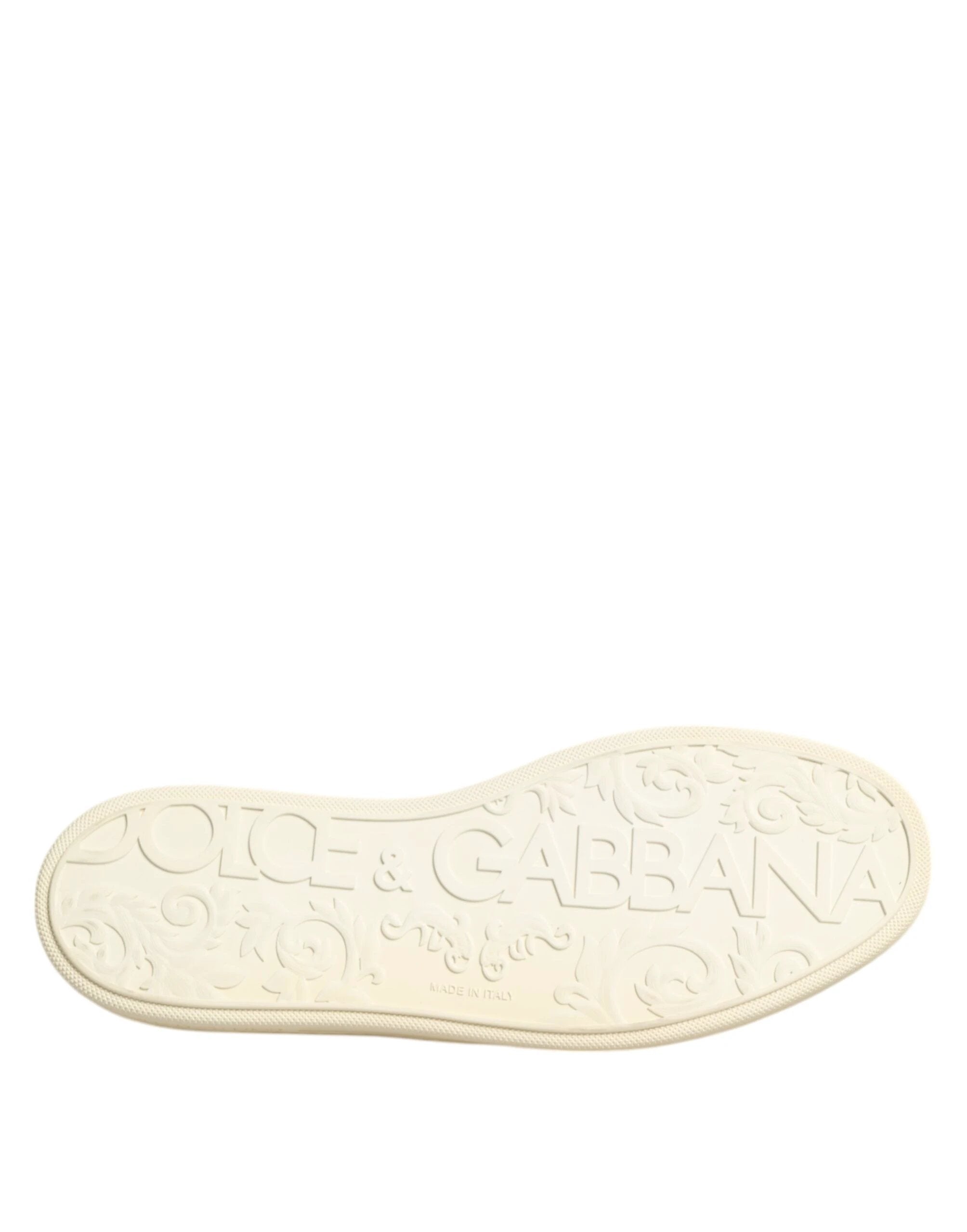 Dolce & Gabbana Black Leather Bee Crown Low Top Sneakers Shoes by Dolce & Gabbana