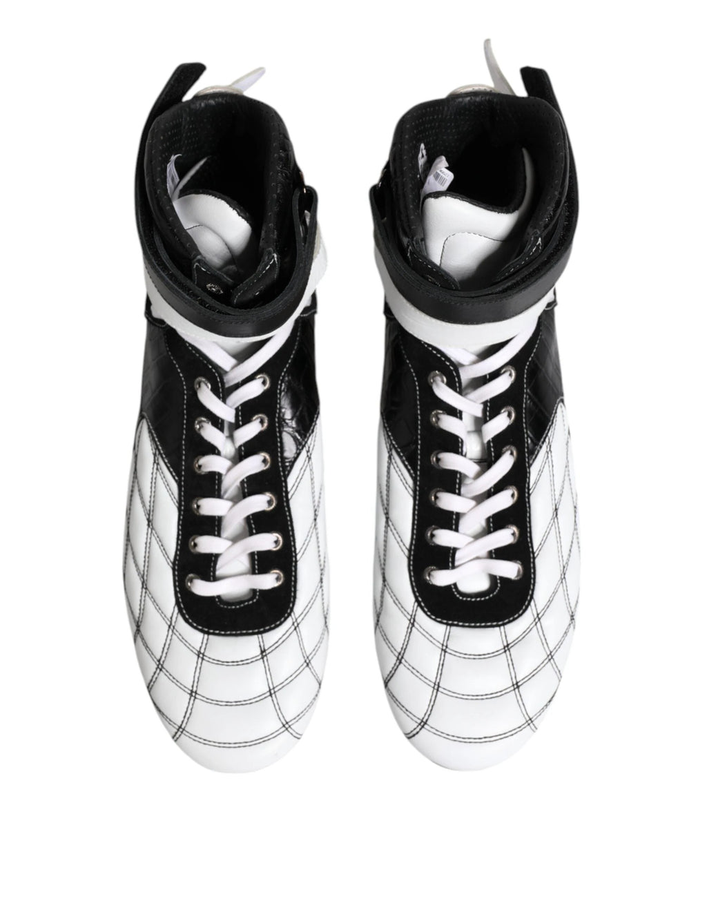 Dolce & Gabbana Black White Leather High Top Sneakers Shoes by Dolce & Gabbana