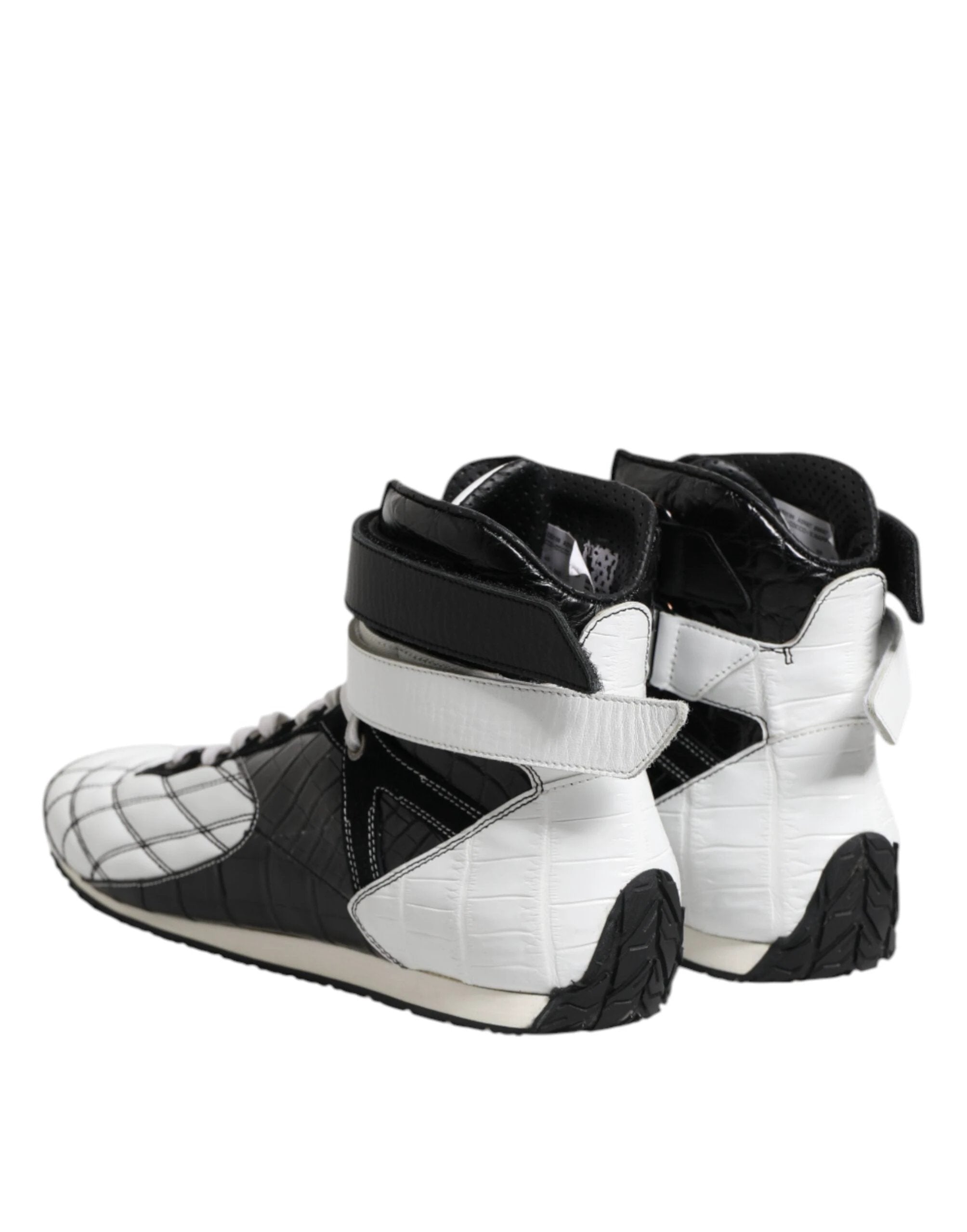 Dolce & Gabbana Black White Leather High Top Sneakers Shoes by Dolce & Gabbana