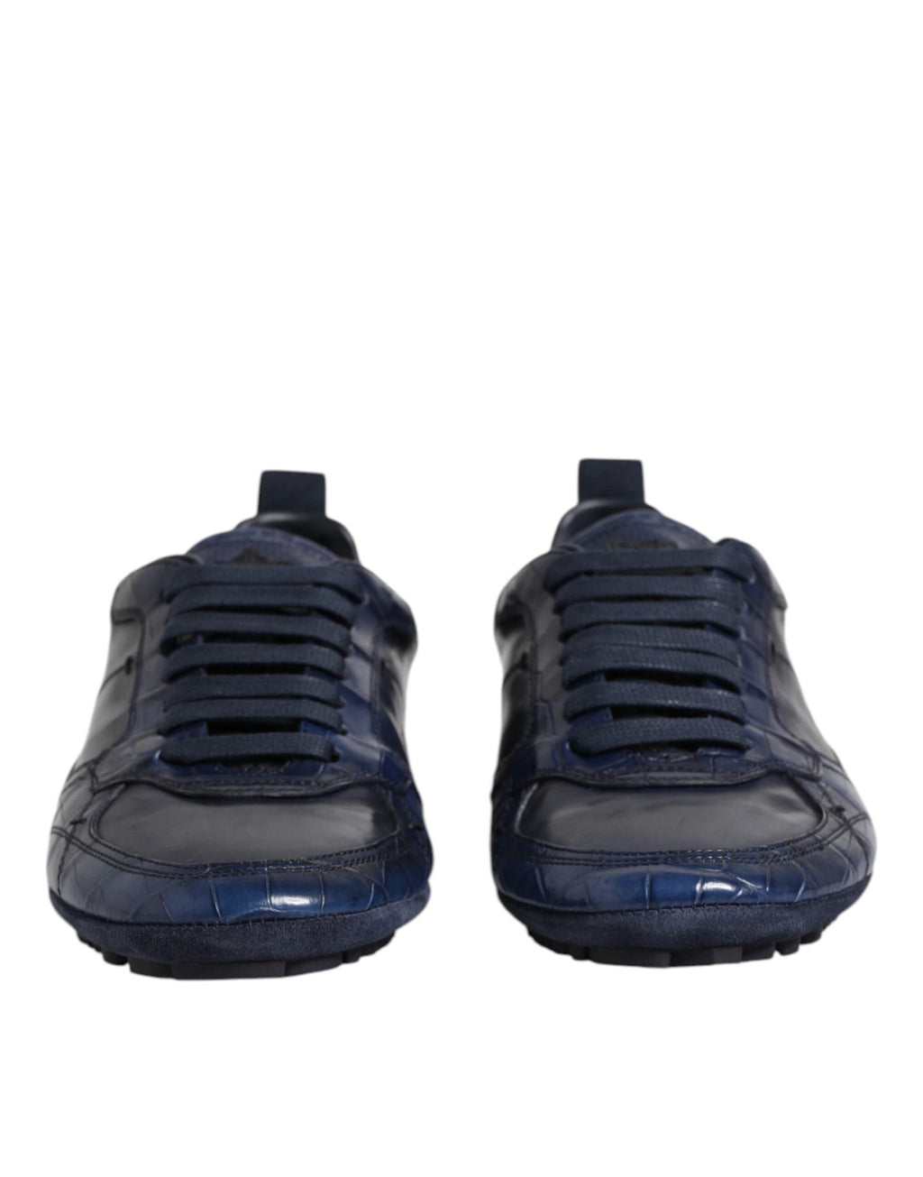 Dolce & Gabbana Dark Blue Leather Low Top Men Sneakers Shoes by Dolce & Gabbana