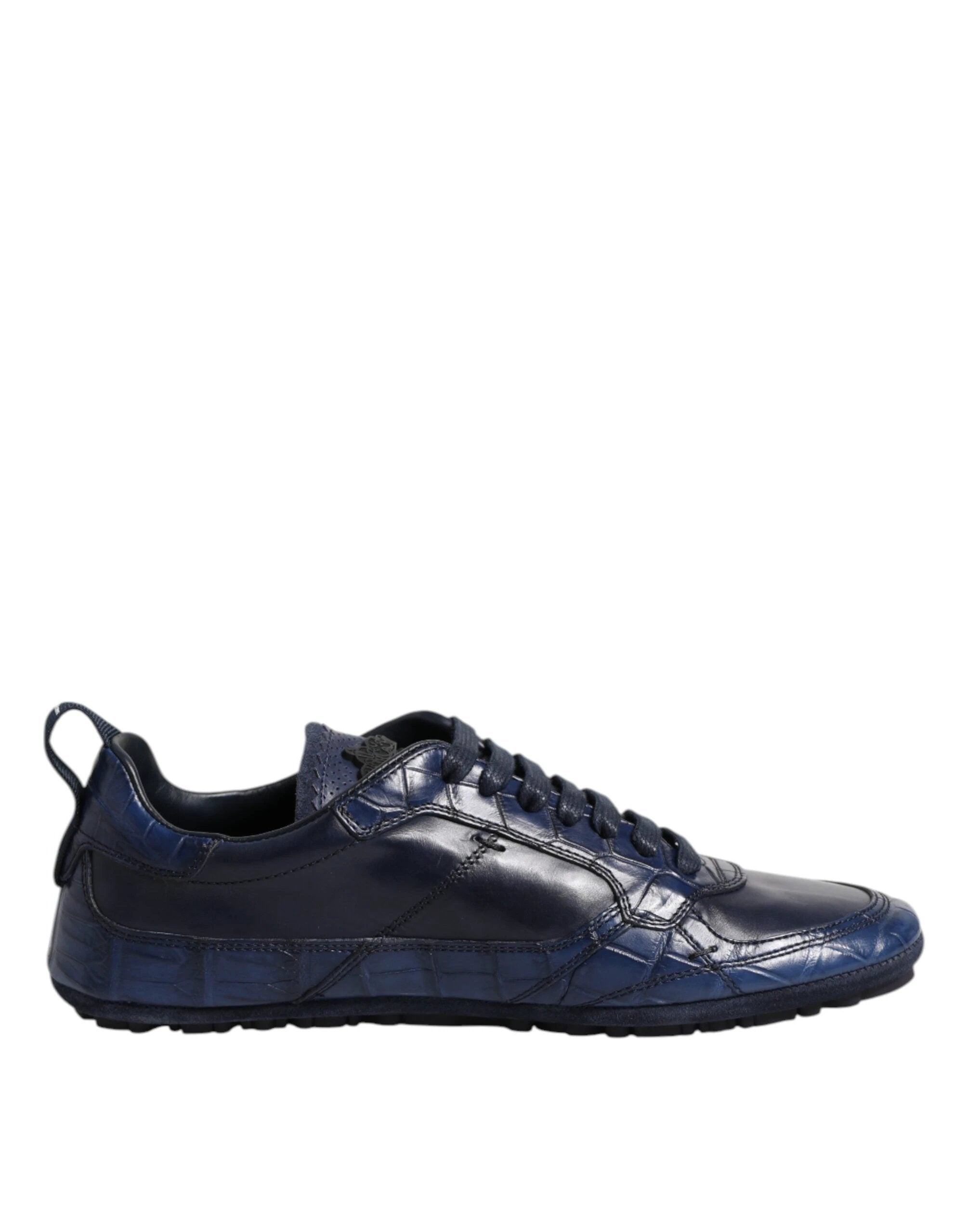 Dolce & Gabbana Dark Blue Leather Low Top Men Sneakers Shoes by Dolce & Gabbana