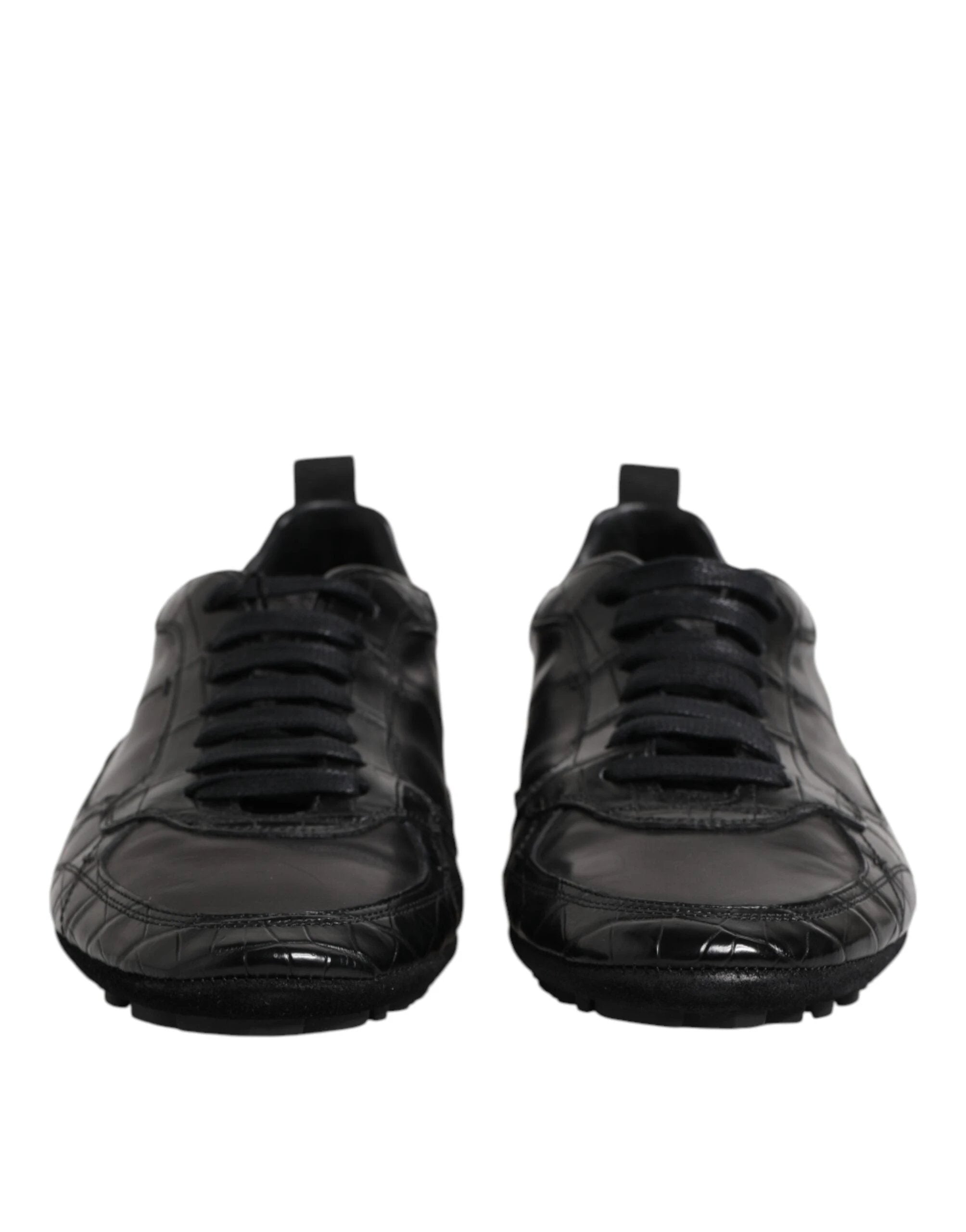 Dolce & Gabbana Black Exotic Leather Low Top Sneakers Shoes by Dolce & Gabbana