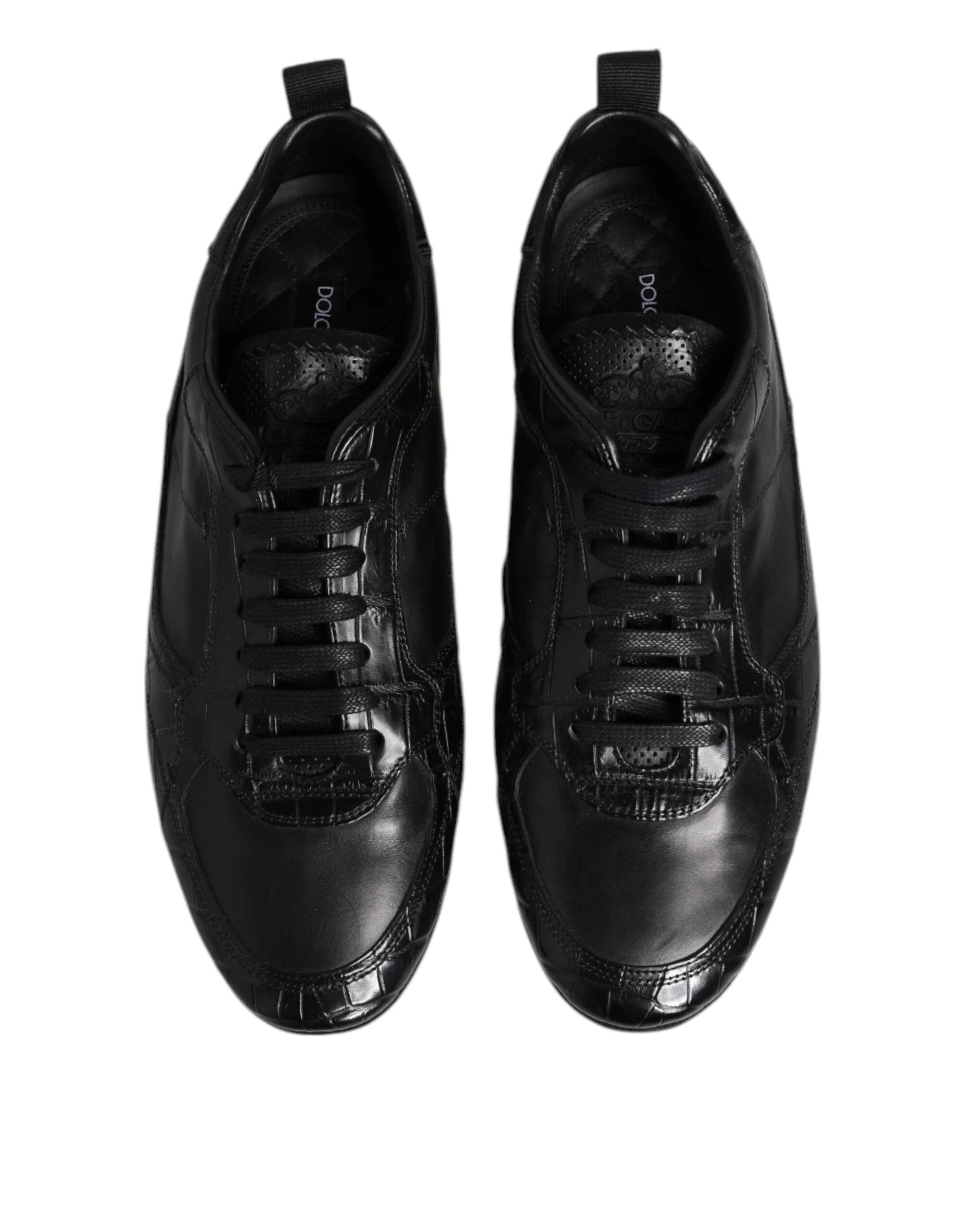 Dolce & Gabbana Black Exotic Leather Low Top Sneakers Shoes by Dolce & Gabbana