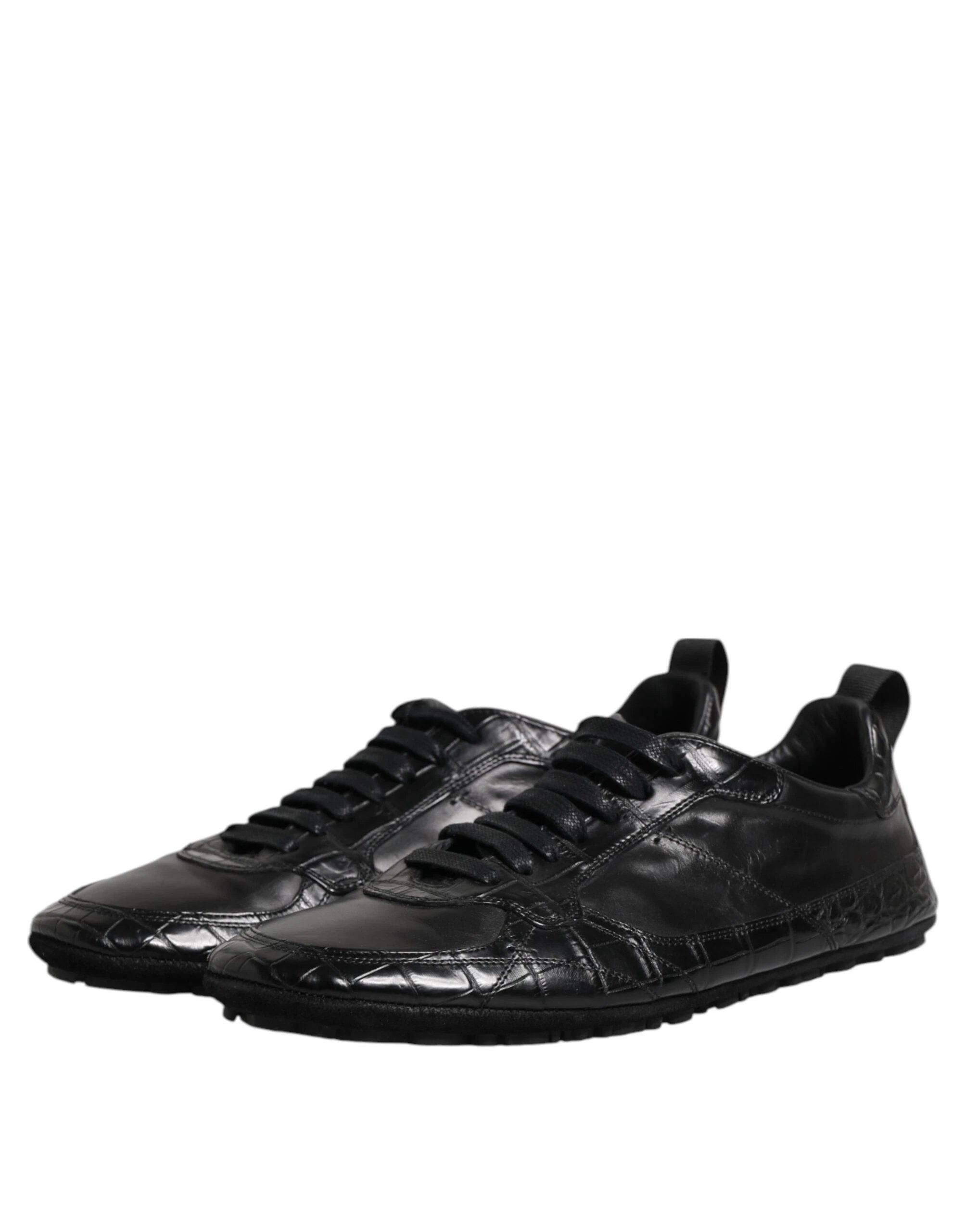 Dolce & Gabbana Black Exotic Leather Low Top Sneakers Shoes by Dolce & Gabbana