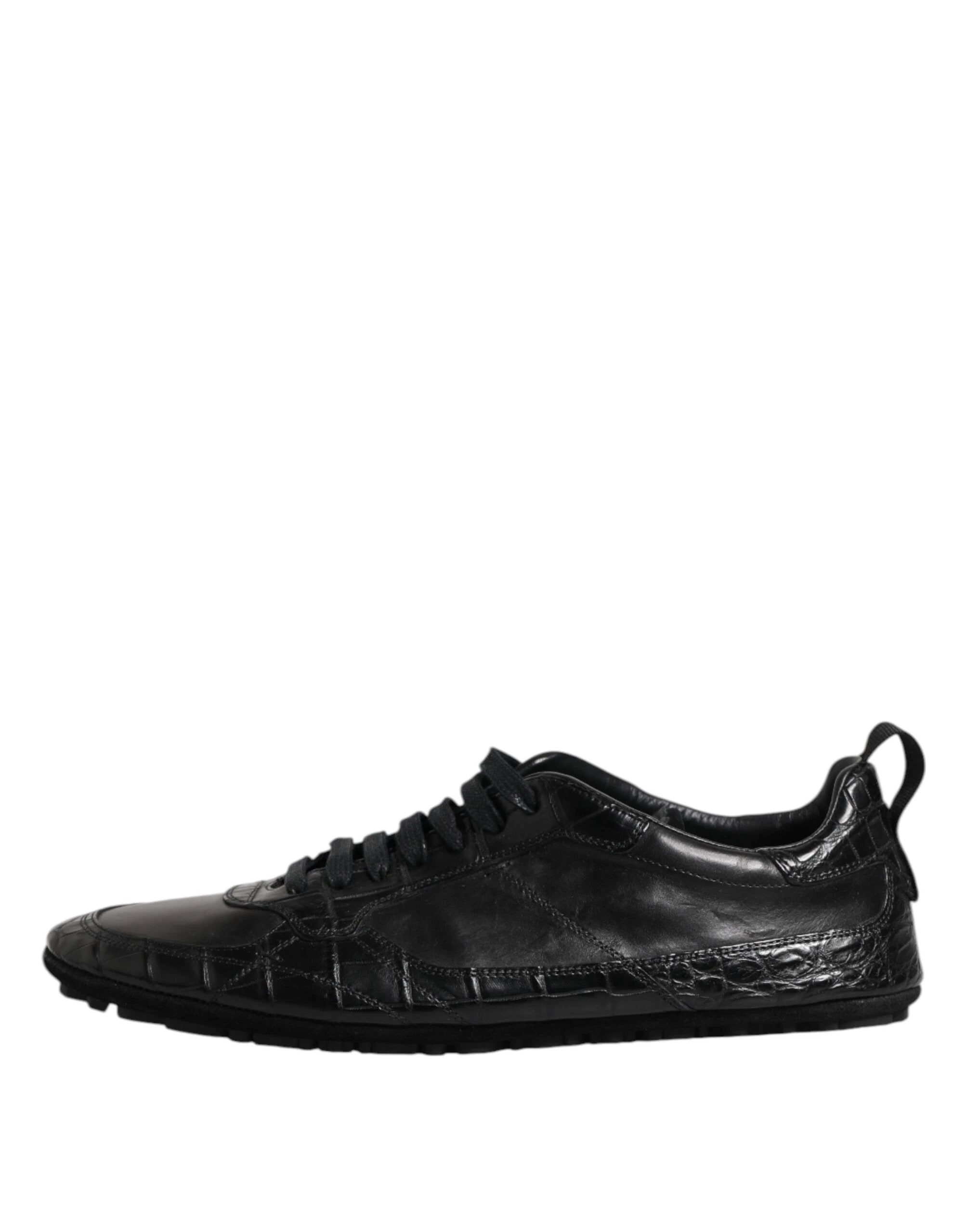 Dolce & Gabbana Black Exotic Leather Low Top Sneakers Shoes by Dolce & Gabbana