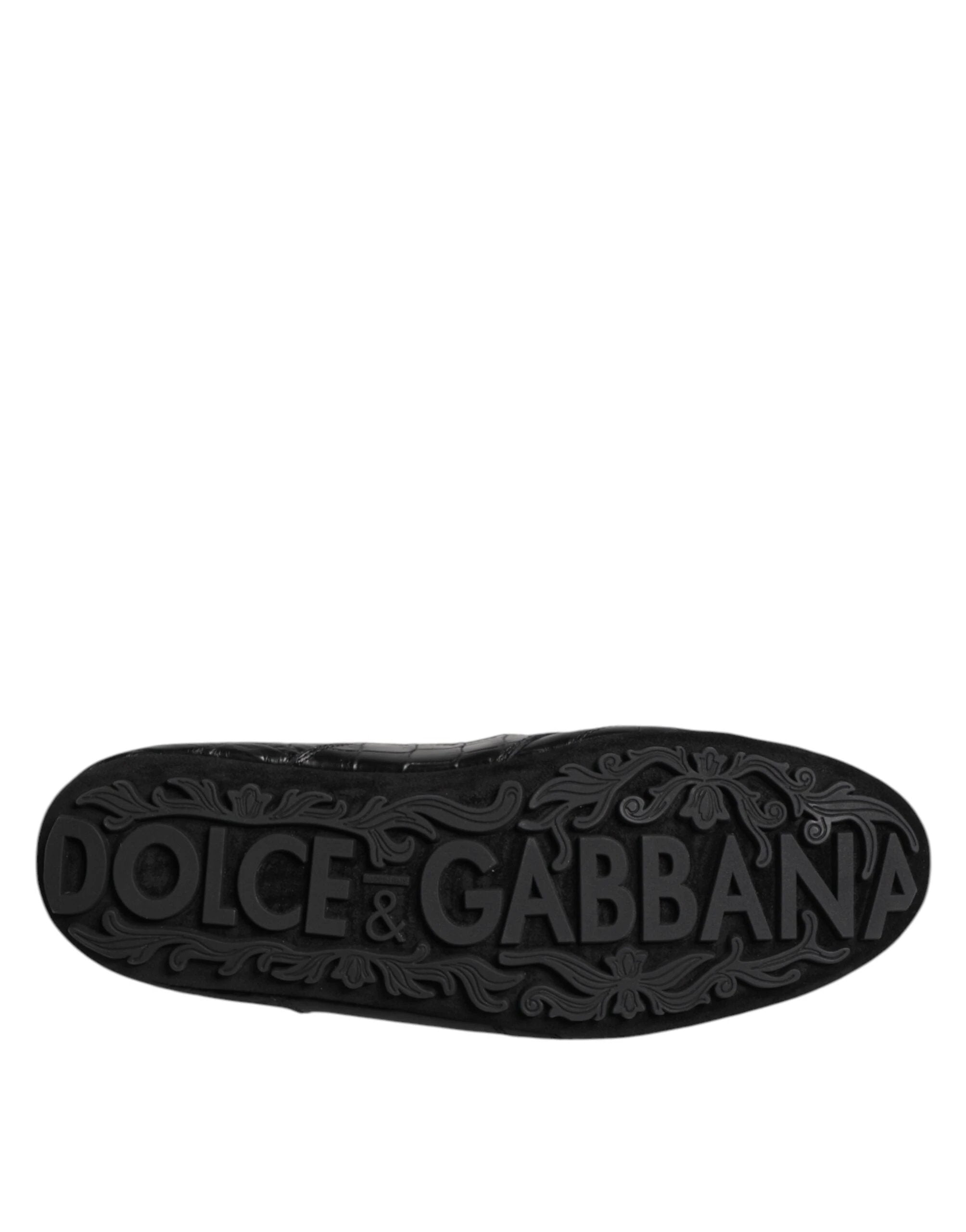 Dolce & Gabbana Black Exotic Leather Low Top Sneakers Shoes by Dolce & Gabbana