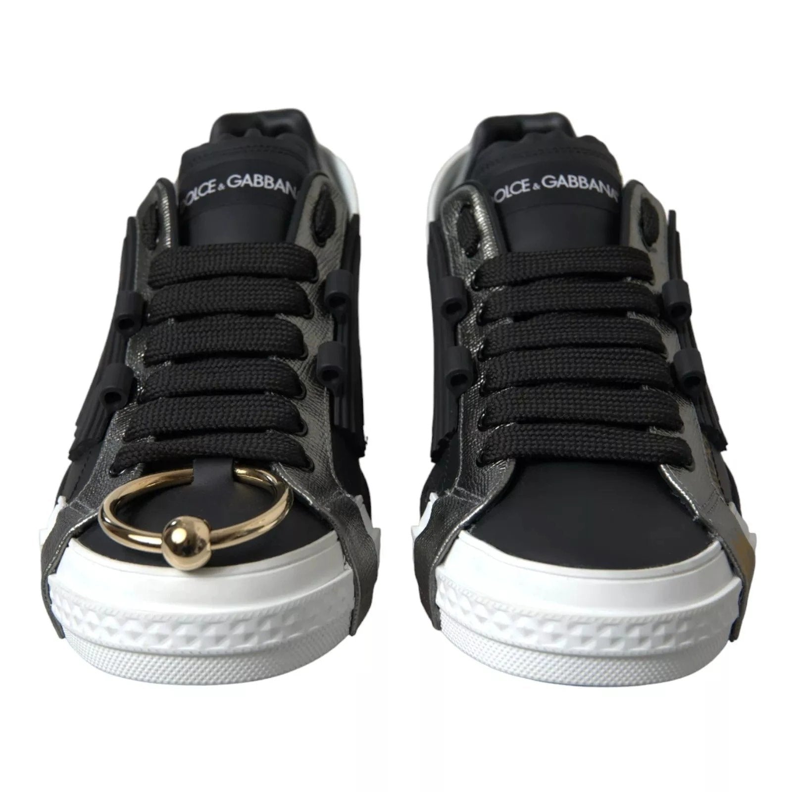 Dolce & Gabbana Black Leather Low Top Sneakers Portofino Shoes by Dolce & Gabbana