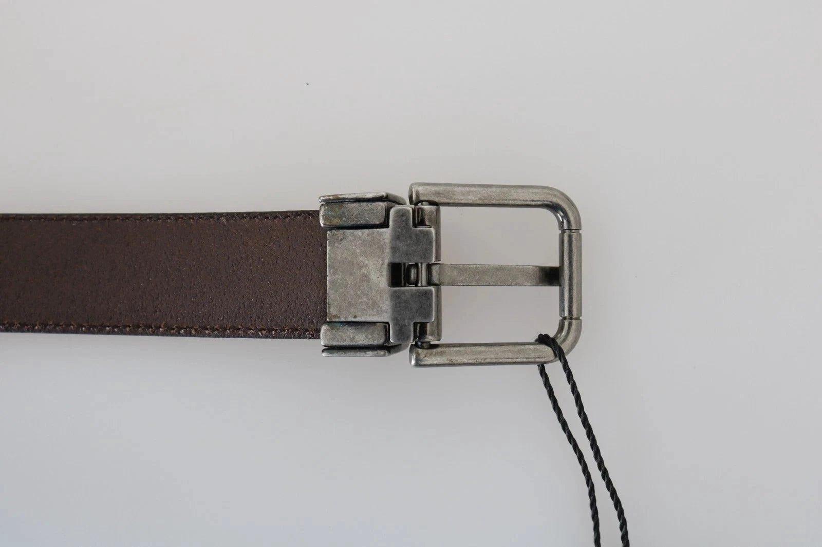 Dolce & Gabbana Blue Perforated Leather Gray Buckle Belt by Dolce & Gabbana
