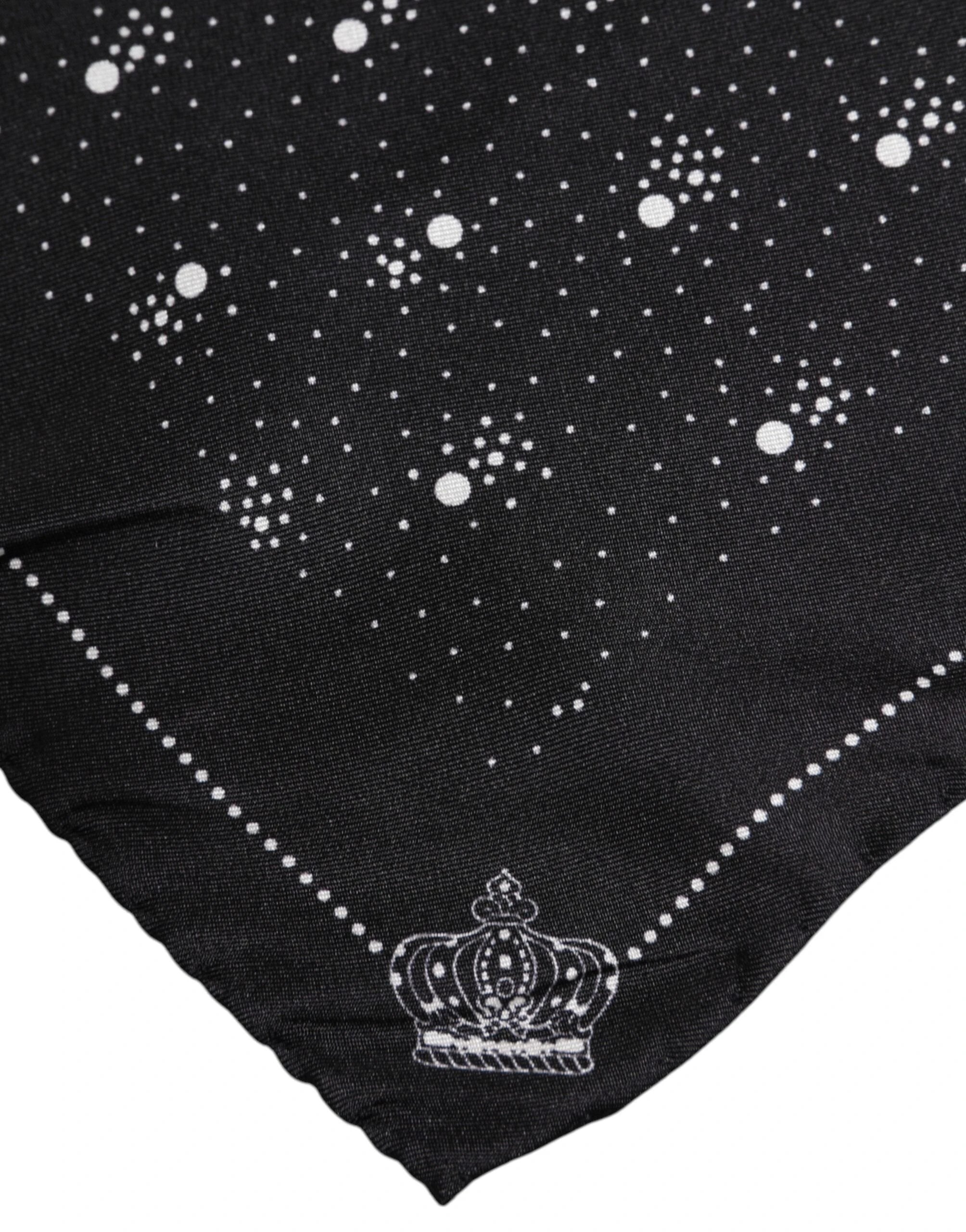 Dolce & Gabbana Black White Printed Square Men Foulard Scarf by Dolce & Gabbana