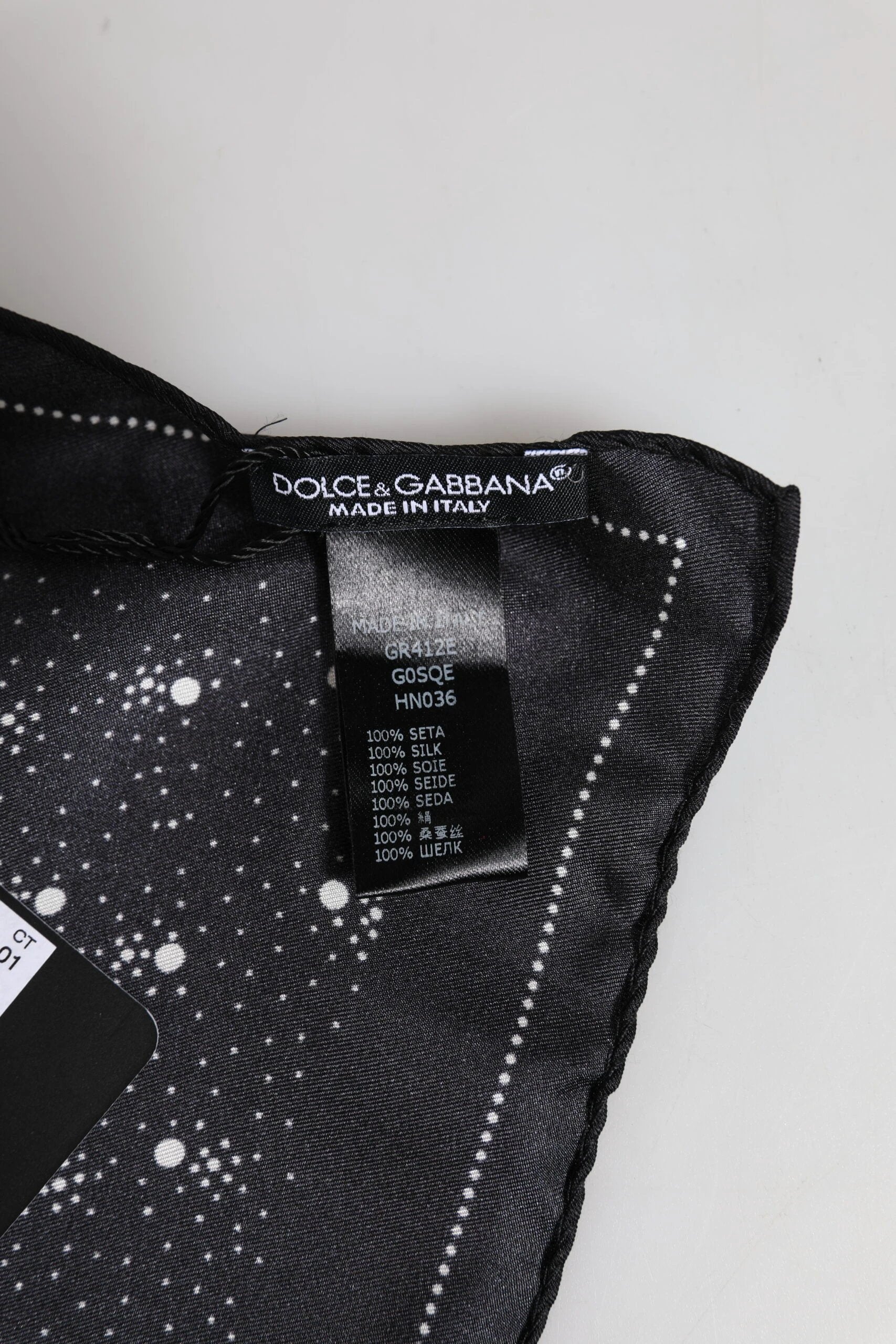 Dolce & Gabbana Black White Printed Square Men Foulard Scarf by Dolce & Gabbana