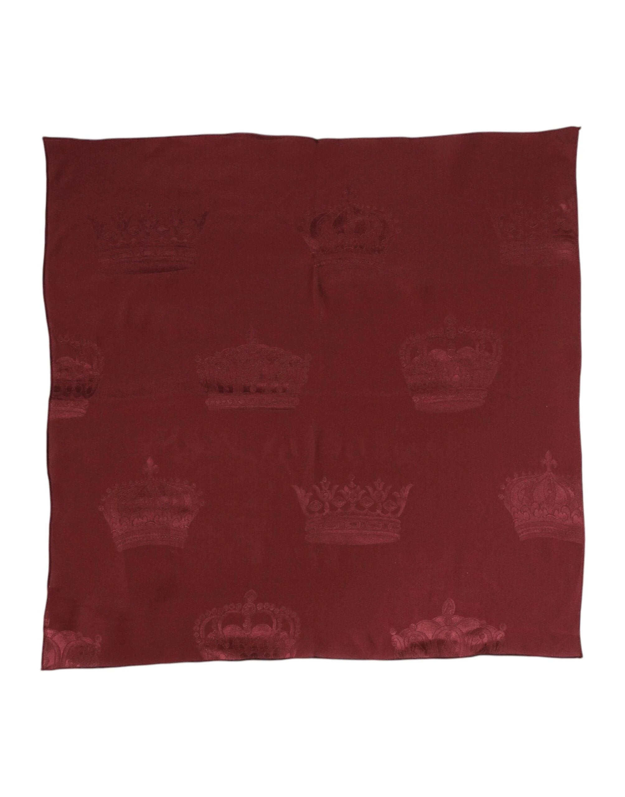 Dolce & Gabbana Maroon Silk Crown Square Men Foulard Scarf by Dolce & Gabbana