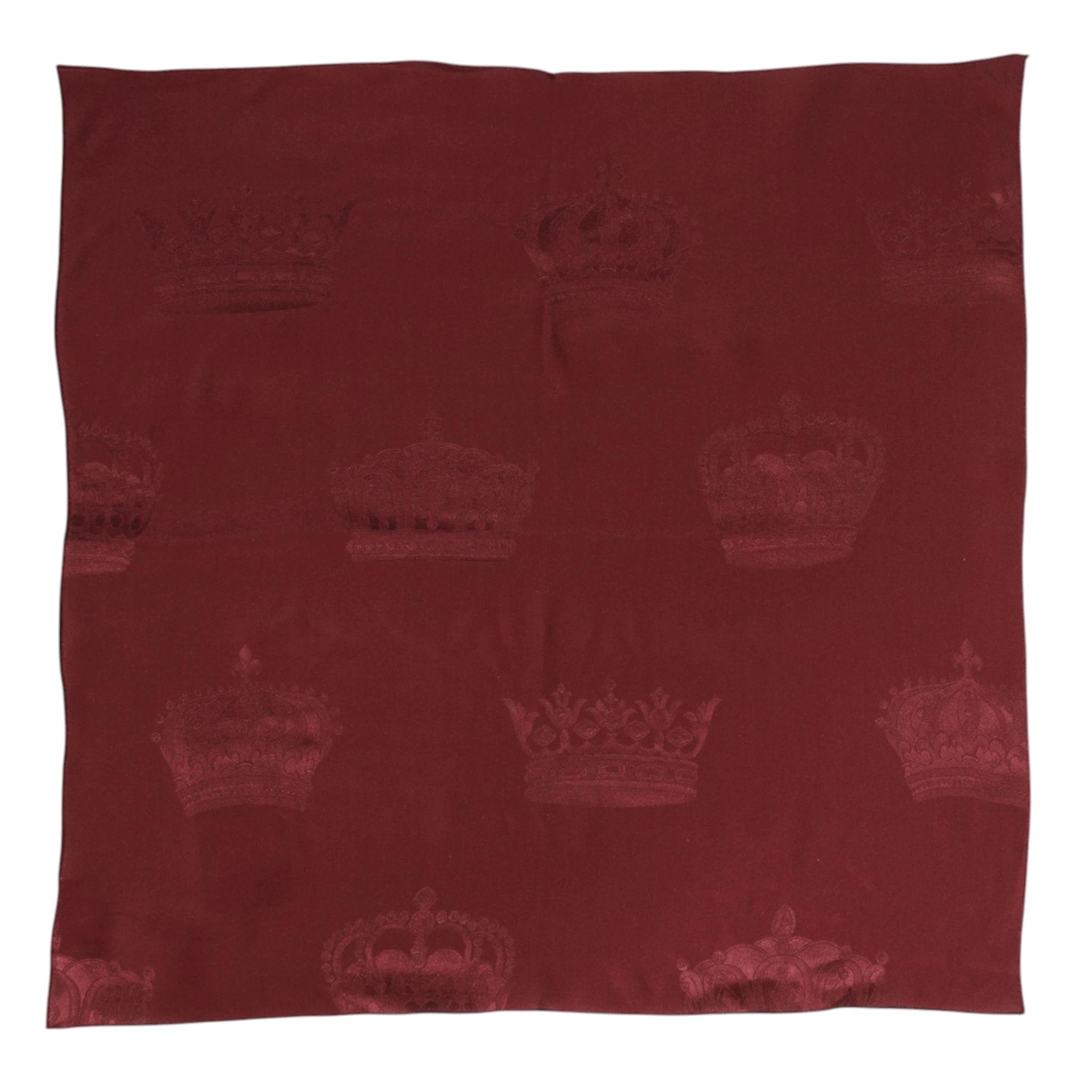 Dolce & Gabbana Maroon Silk Crown Square Men Foulard Scarf by Dolce & Gabbana