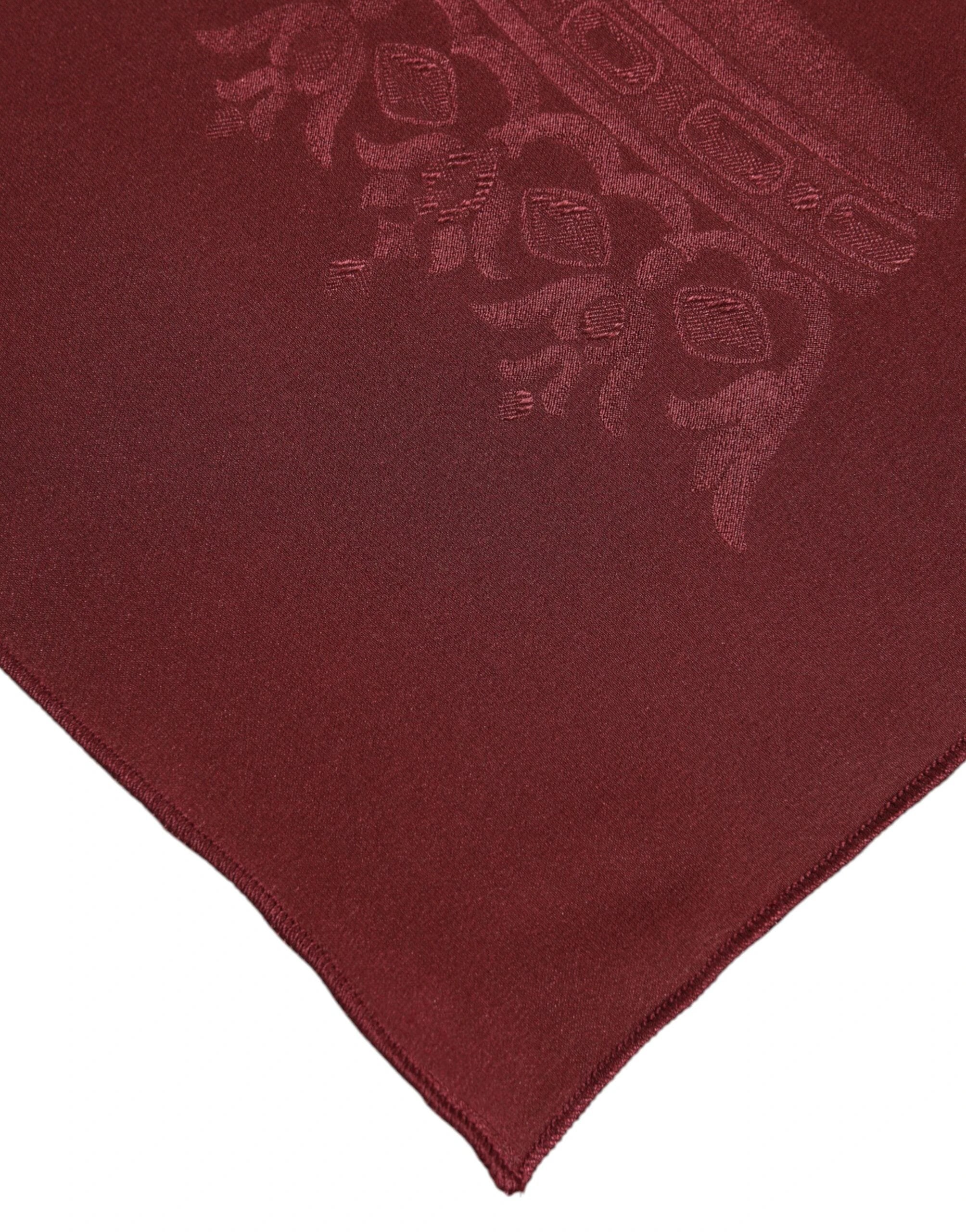 Dolce & Gabbana Maroon Silk Crown Square Men Foulard Scarf by Dolce & Gabbana