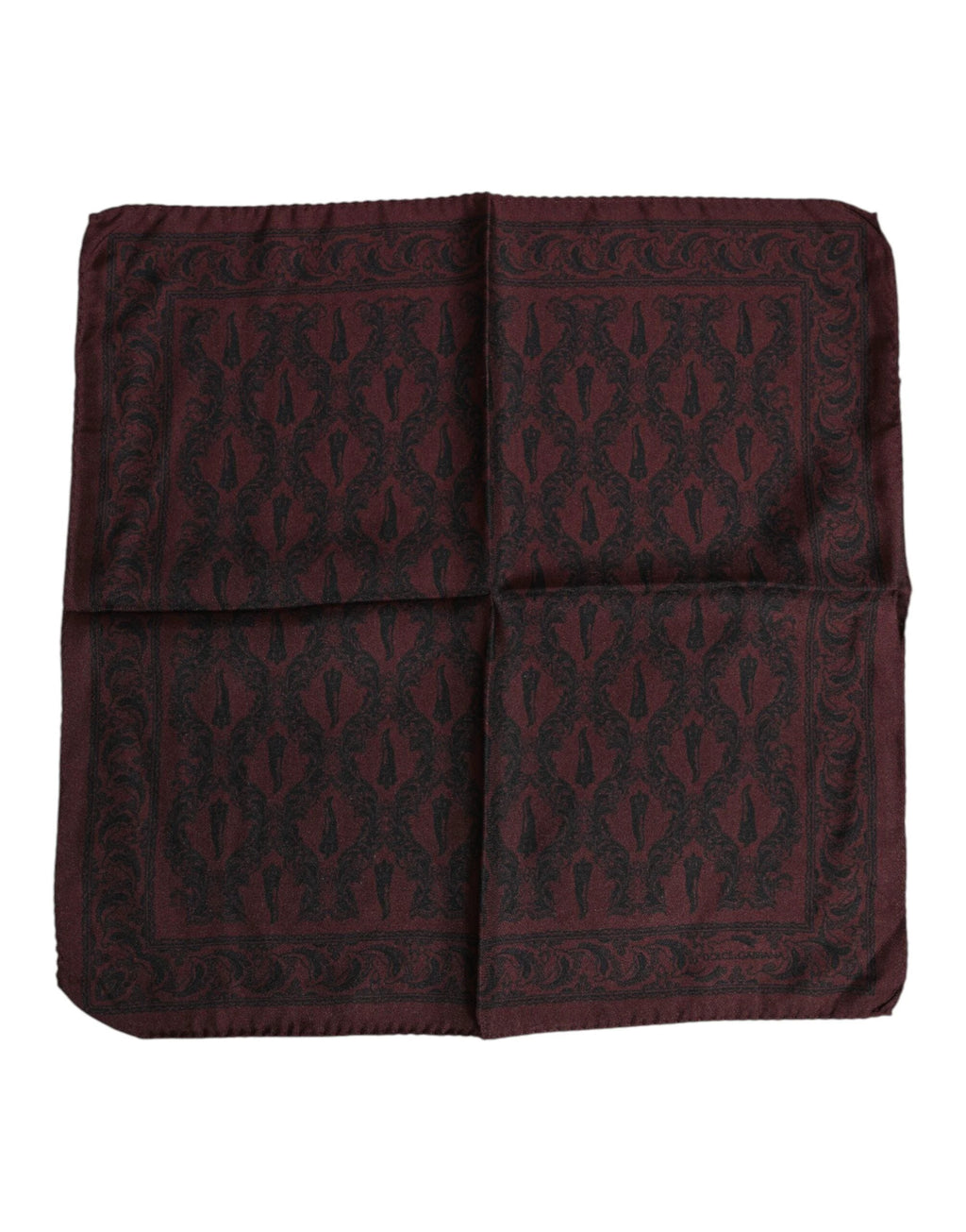 Dolce & Gabbana Maroon Black Printed Square Men Foulard Scarf by Dolce & Gabbana