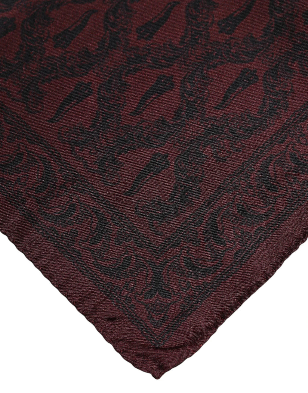 Dolce & Gabbana Maroon Black Printed Square Men Foulard Scarf by Dolce & Gabbana