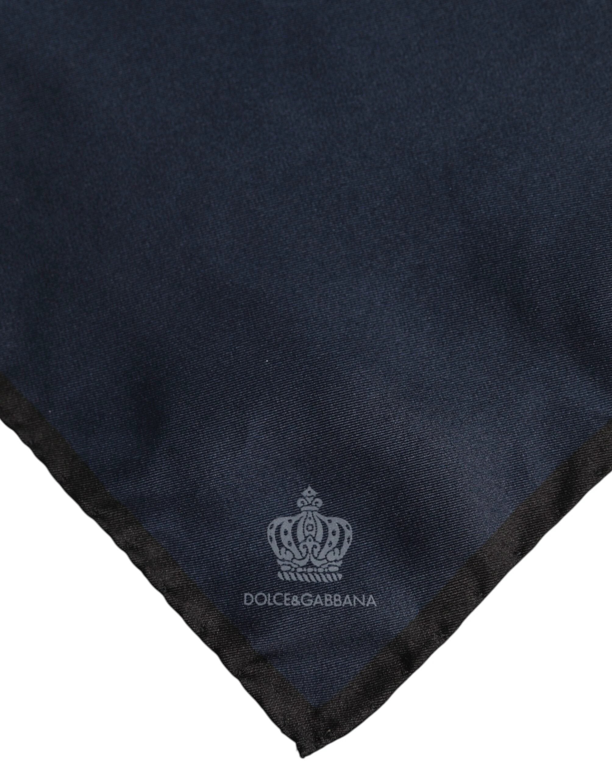 Dolce & Gabbana Blue DG Crown Silk Square Men Foulard Scarf by Dolce & Gabbana