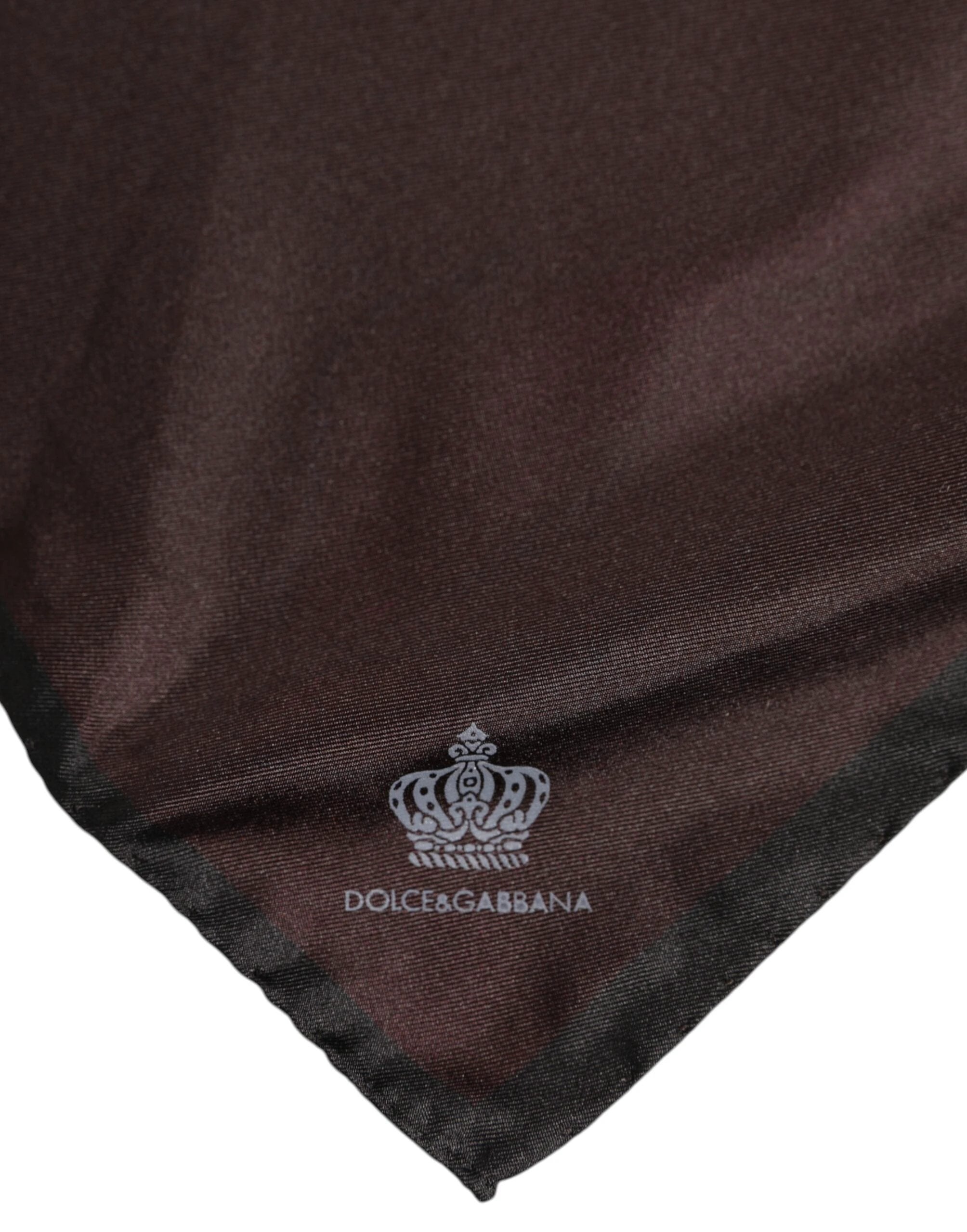 Dolce & Gabbana Brown DG Crown Silk Square Men Foulard Scarf by Dolce & Gabbana
